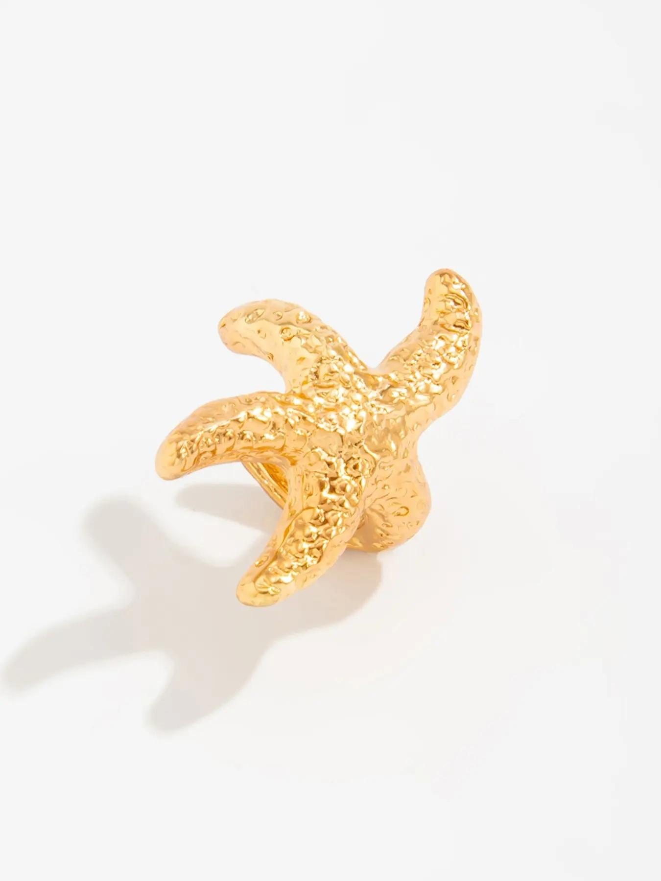 1pc Starfish Ear Cuff, Ocean Theme Ear Clip Earrings For Women, Marine Life Starfish Clip-On Earrings Suitable For Beach Holiday Outfits