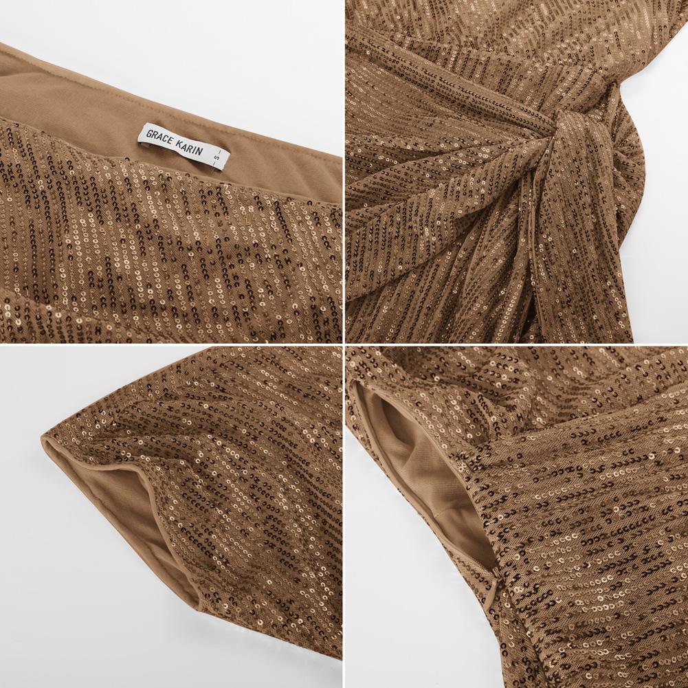 【Delicate Sequin Design】GRACE KARIN Cocktail Dresses for Evening Party One Shoulder Ruched Sequin Dresses SpringStatements