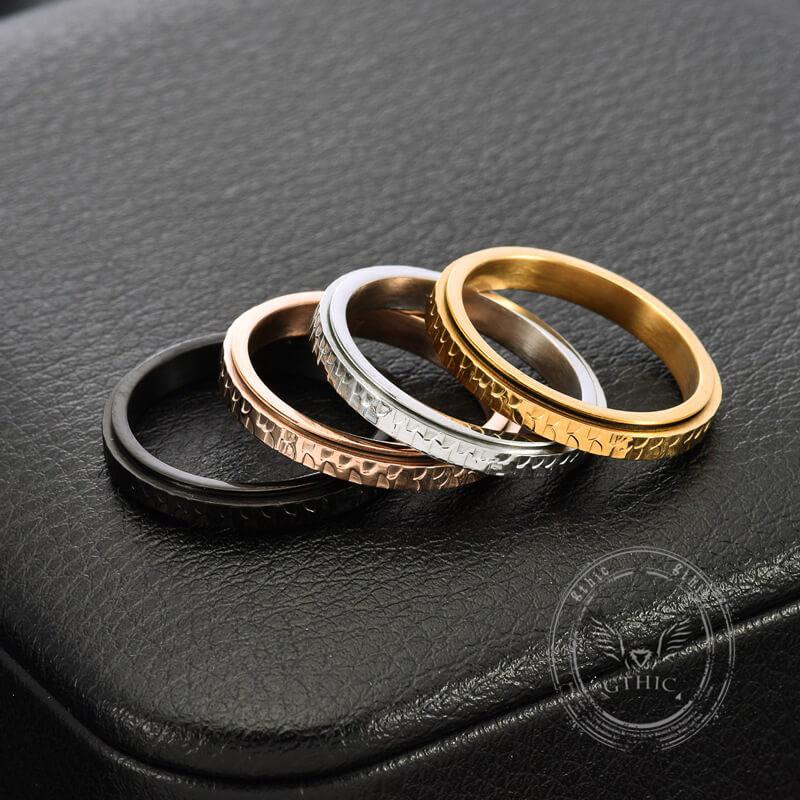 GTHIC Fashionable Hammered Stainless Steel Spinner Ring Fashion Accessories for Men and Women Daily Wear GTHIC Fashionable Hammered Stainless Steel Spinner Ring Fashion Accessories for Men and Women Daily Wear