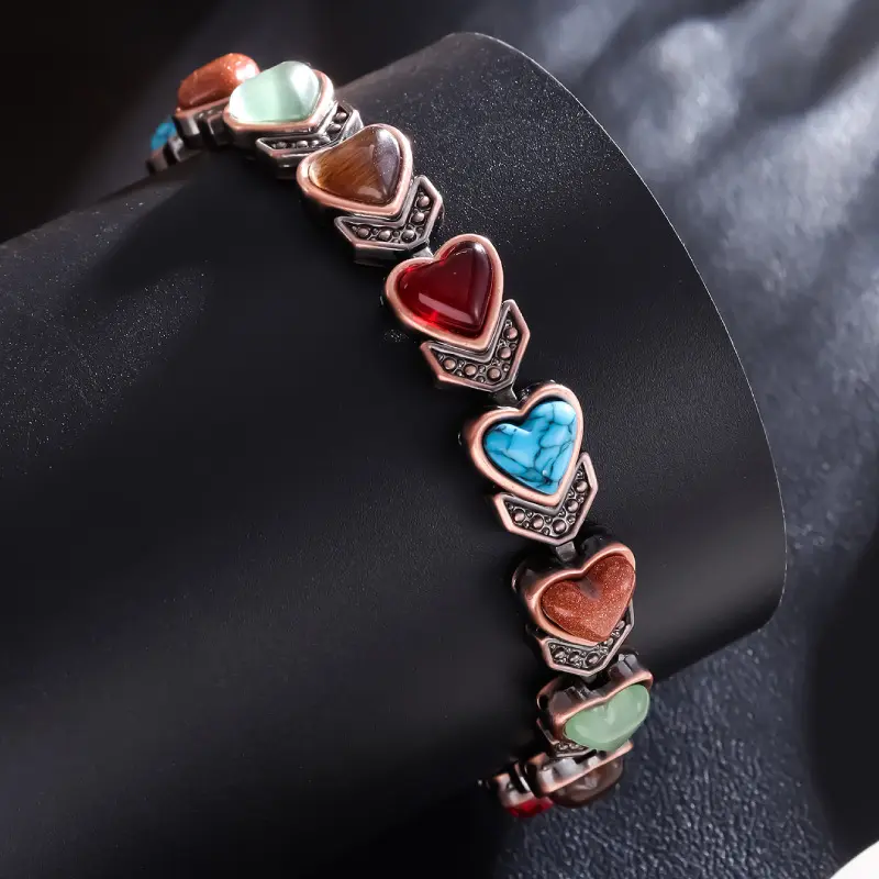 Antique Bronze Brushed Heart Bracelet