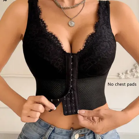 All-in-One Shaping Bra Front-Closure Push-Up Bra Wire-Free Posture-Correcting Bra with Tummy-Control Shaping Casual Everyday Underwear Comfort Underwear Shaping Tops Women's Apparel