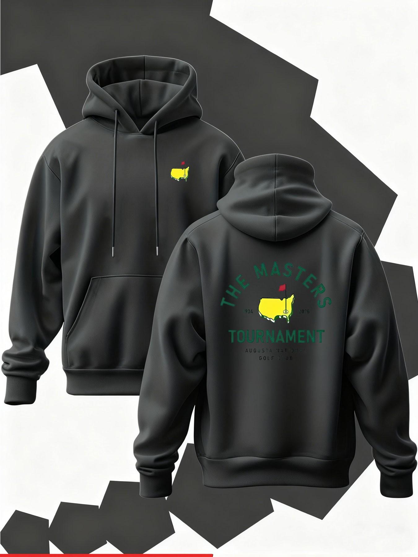 New Men's Hooded Sweatshirt with Map Outline Print, Soft Stretch Knit Fabric, Casual Daily Wear, All Season Hoodie, Fun Style Top