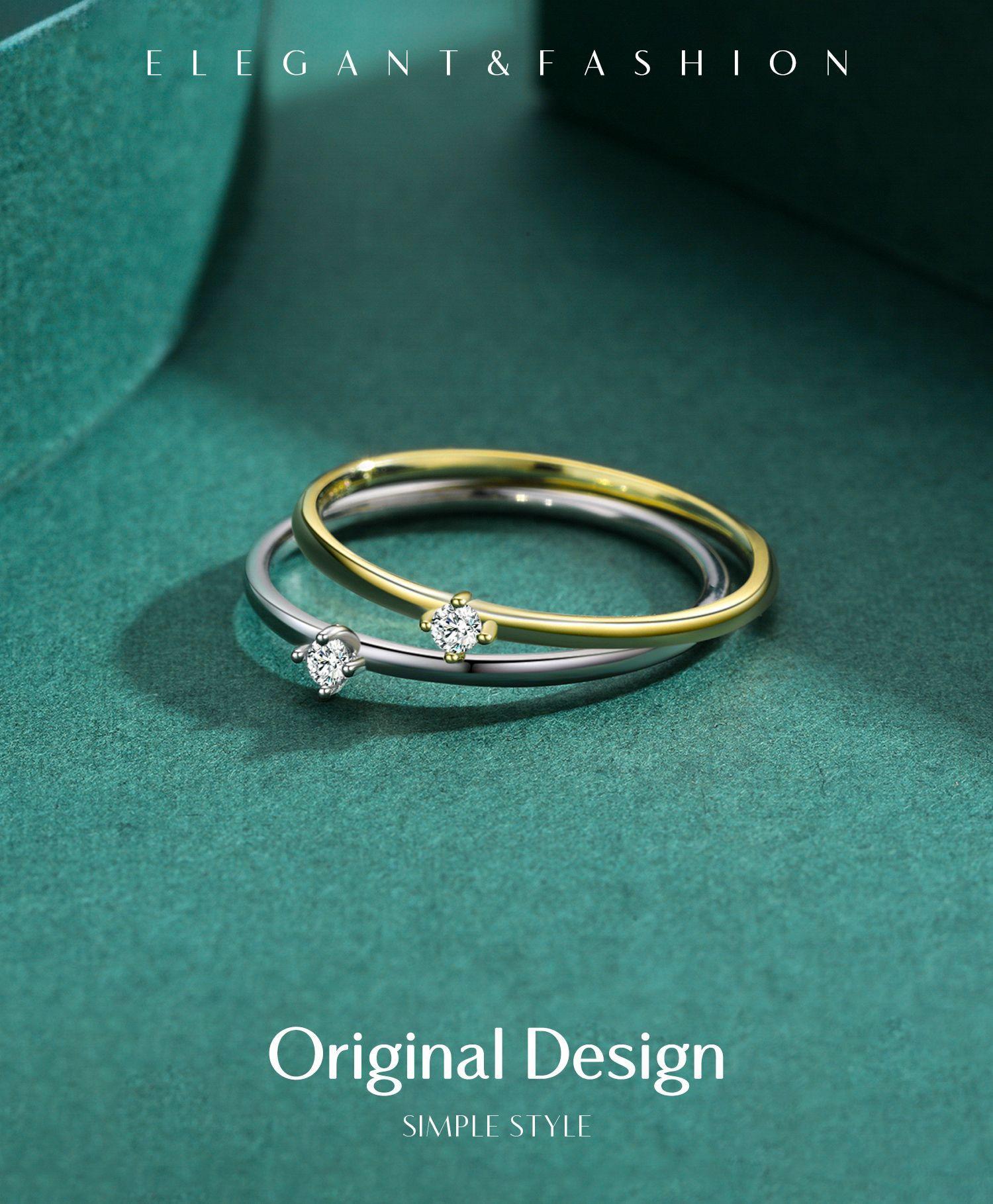 DRINSPER Solitaire S925 DVVS Synthetic Moissanite Sterling Silver Ring for Women Girls Classic Simple Versatile Stacking Layering Ring Suitable for Daily Wearing Jewelry Gift for Girlfriend Mom