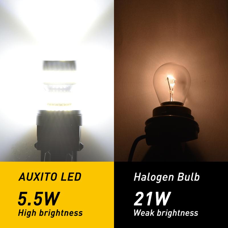 AUXITO 3157 LED Bulb White, Super Bright 3156 3056 3057 4157 3047 4057 3457 4114 LED Bulb for Backup Reverse Tail Brake DRL Signal Parking Lights, Pack of 2
