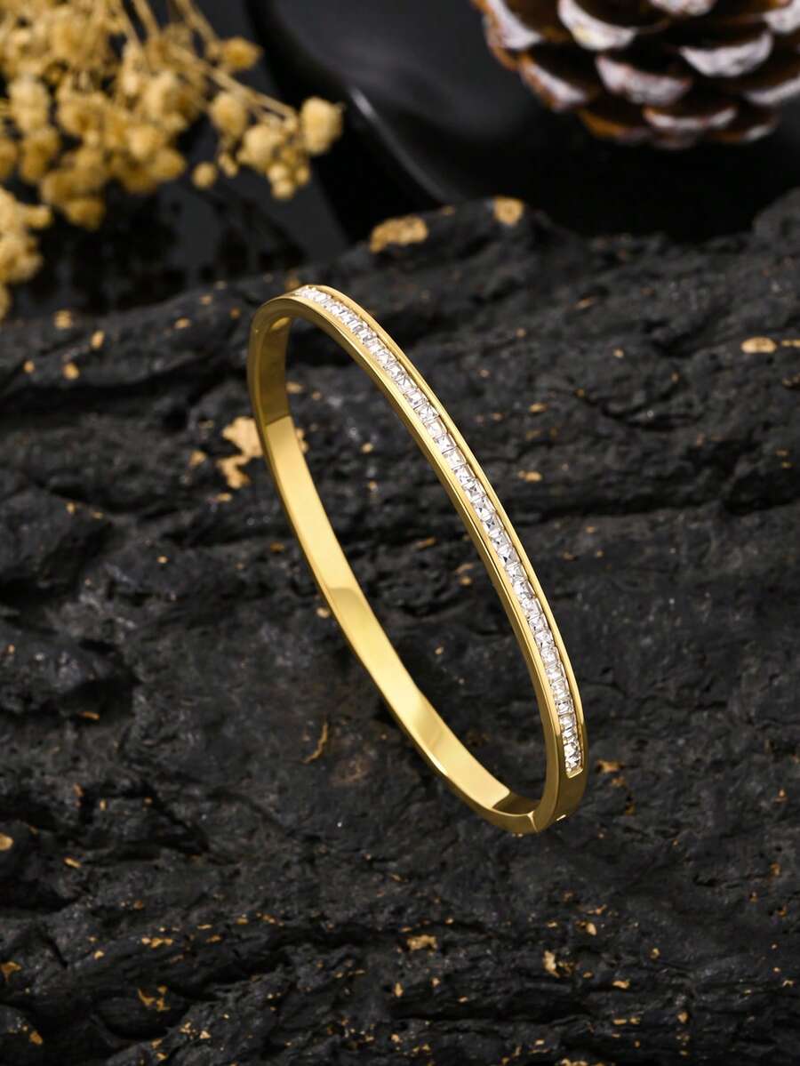 3-piece set of 18K gold-plated stainless steel crystal bracelets, women's fashionable daily wear bracelet set, Fashion Wrist Jewelry, a great choice for holiday gifts
