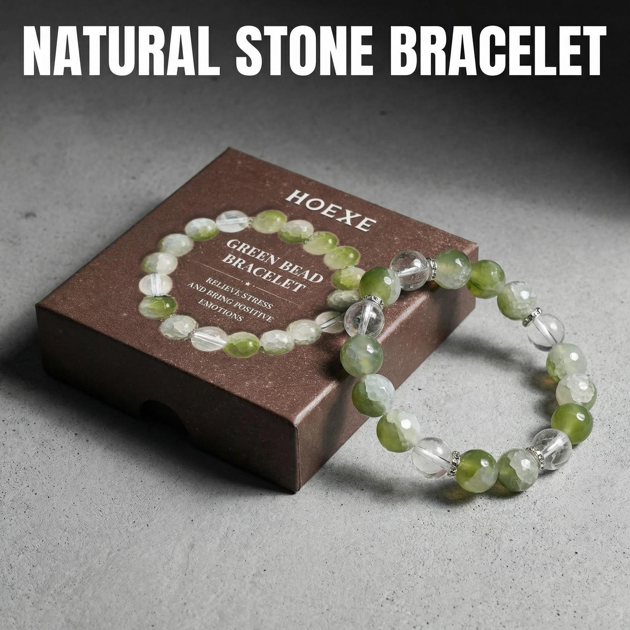 Hoexe Green Crushed Bead Bracelet Unisex Fashion Convenient Comfortable Daily Life Decorative Bracelet
