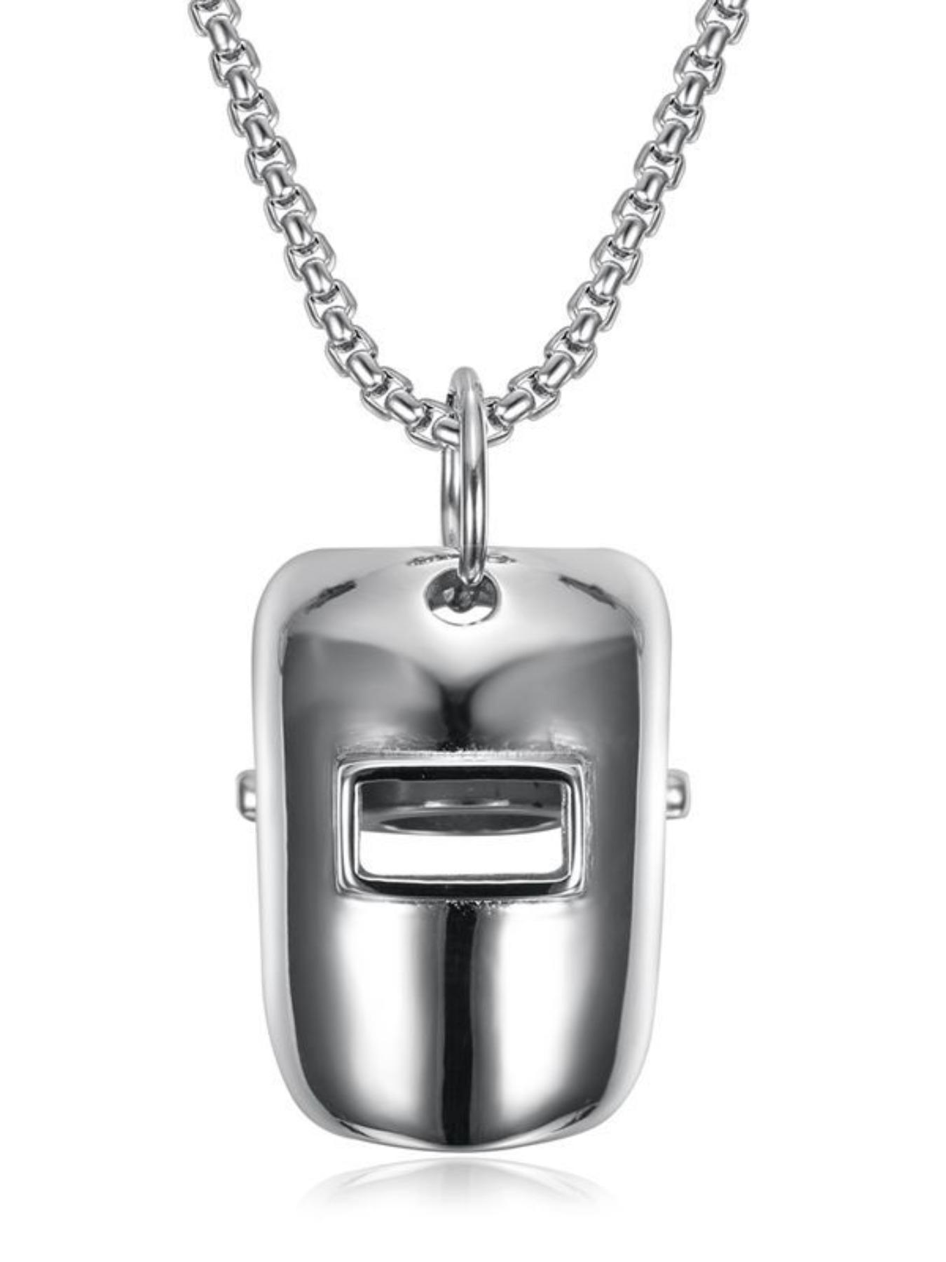 Wind Simple Fashion Unique Welder Mask Third-Level Helmet Titanium Steel Necklace Pendant, Unisex Jewelry Accessory