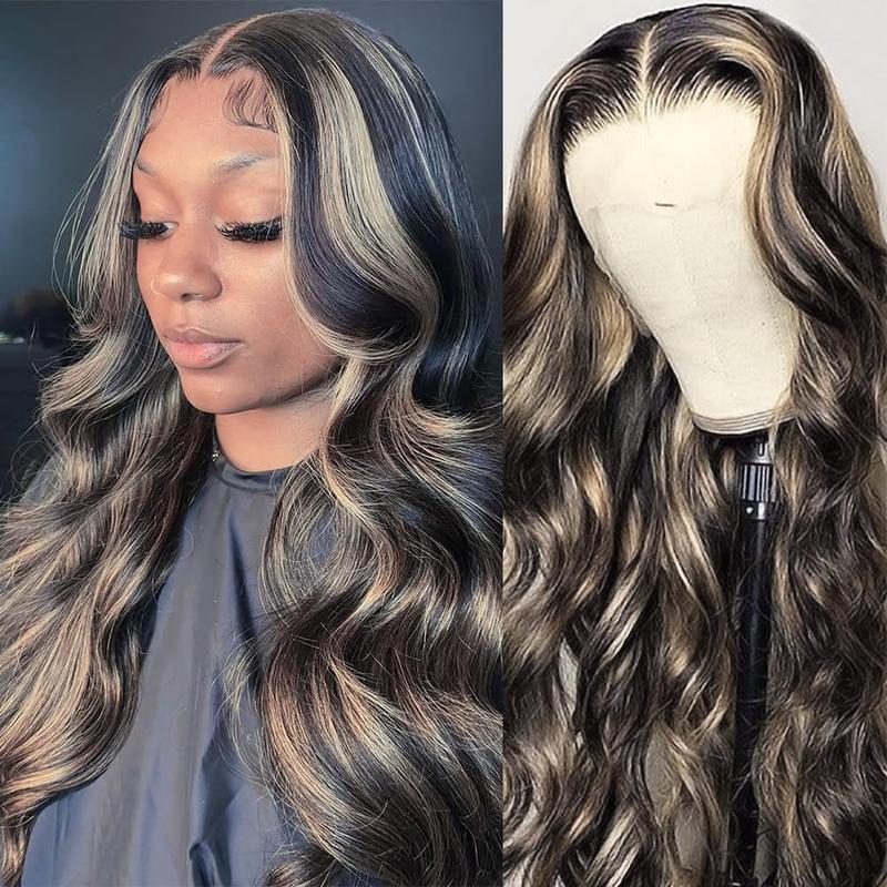 Subella Hair Blonde Highlight 8*5 Pre Cut HD Lace Closure Wigs 200% Density #P1B/27 Color Glueless Wear & Go Black Wig With Highlights