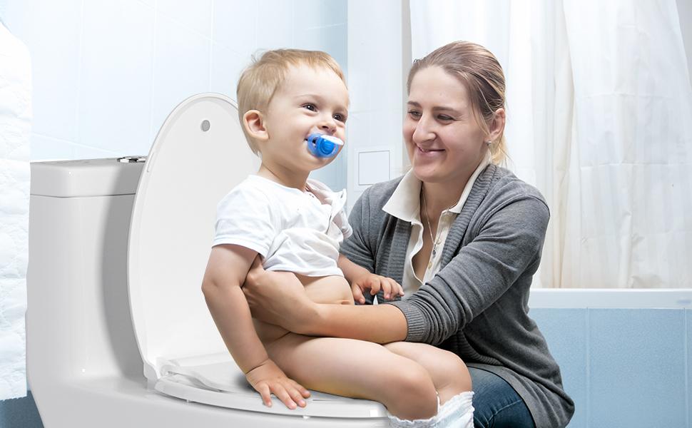 Hibbent Potty Training Toilet Seat, Built-in Magnetic Seat, Lid with Cover, Never Loosen and Slow Close Convertible Toilet Seat for Kids, Adult and Child (White, Elongated) Hibbent Potty Training Toilet Seat, Built-in Magnetic Seat, Lid with Cover, Never Loosen and Slow Close Convertible Toilet Seat for Kids, Adult and Child (White, Elongated)