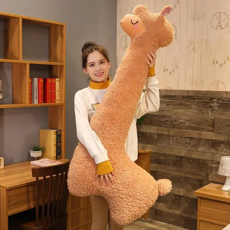 130cm Lovely Alpaca Plush Toy Japanese Alpaca Soft Stuffed Cute Sheep Llama Animal Dolls Sleep Pillow Home Bed Decor Gift