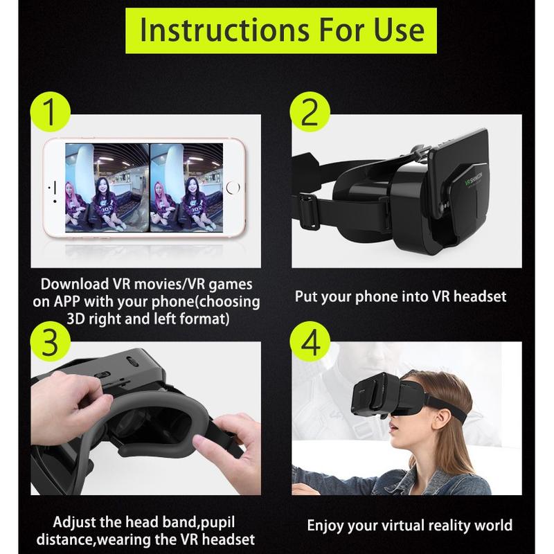 Shinecon Virtual Reality Viar 3D VR Glasses Device Helmet Lenses Headset Goggle Smart For Smartphone Cell Phone Mobile Realidade Controller wearable movie game film Video Glasses