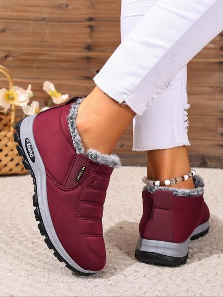 Couple Plush Lined Ankle Boots, Slip-On Soft Sole Warm Snow Boots, Comfortable Travel Shoes for Travel Sports Outdoor Activities, Winter Shoes