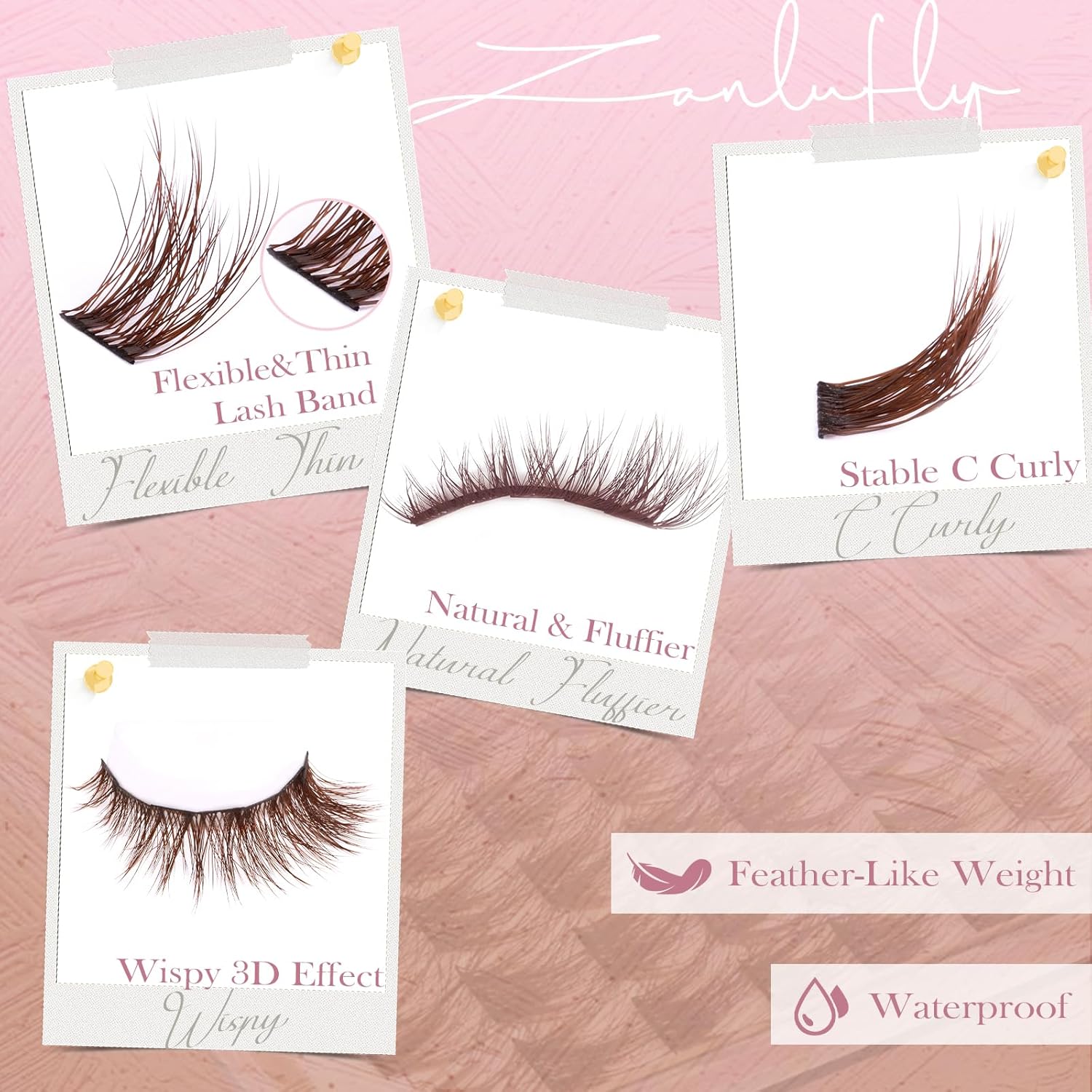 110pcs C Curl Cartoon Eyelash Cluster Kit, Eyelash Extensions Kit, Natural Look Fine Thread DIY Eyelash Extension Set with Glue Remover Tweezers Brush