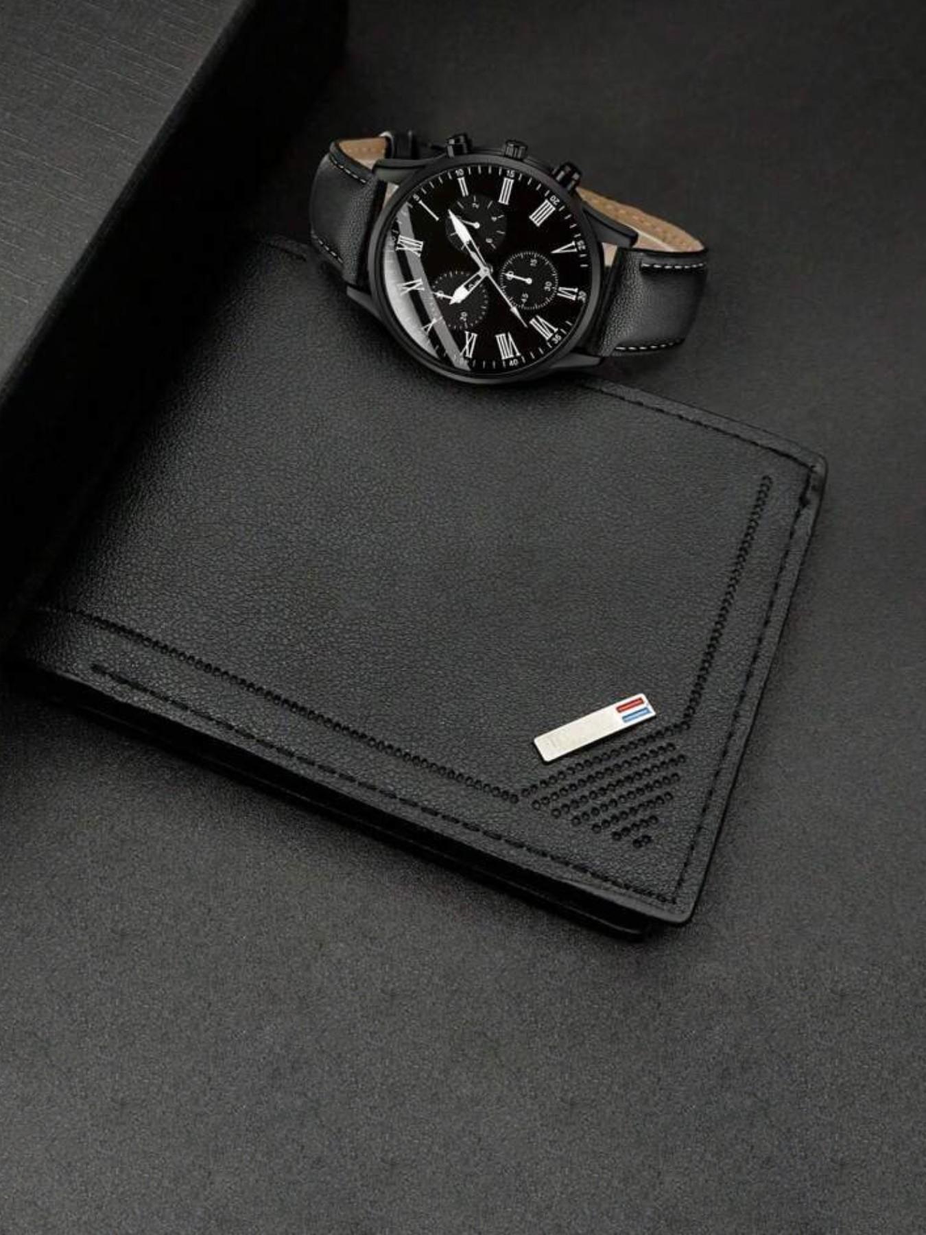 Classic Quartz Watch Set with Wallet, Analog Display, Zinc Alloy Material, Perfect for Weddings, Birthdays, Anniversaries, Business Men's Accessories