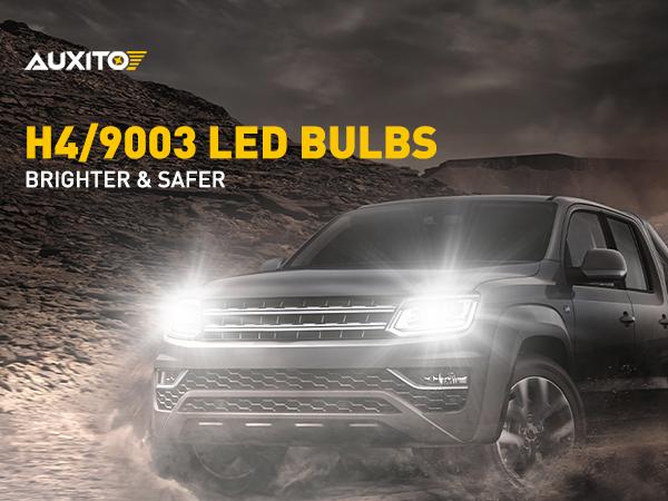 AUXITO 9003 LED Bulb H4 Bulbs, 44000LM Brighter Ultra-Bright, Plug N Play, Long Lifespan, No Flicker, 99% Compatibility, 2PCS