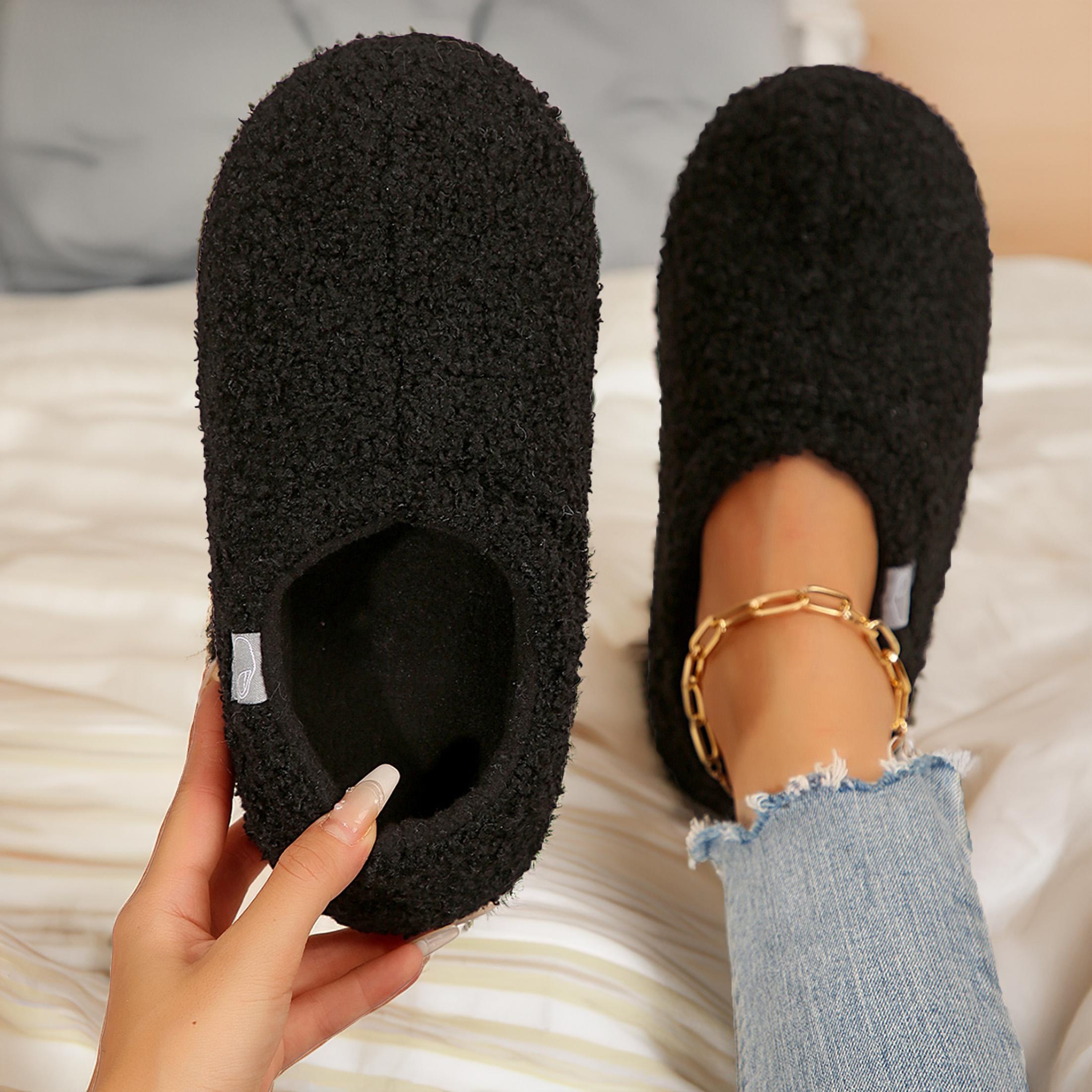 Women’s Cozy Faux Sherpa Fleece Slippers with Drawstring, Memory For Closed Back House Shoes with Nonslip Rubber Sole for Indoor and Outdoor