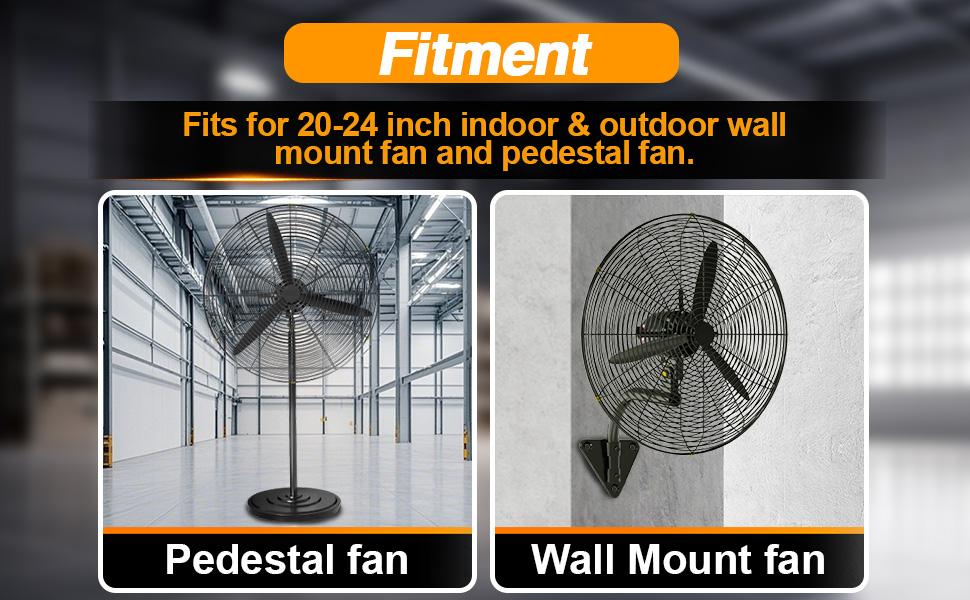 Outdoor Fan Cover Compatible with 20-24 Inch Wall Mount Fan & Pedestal Fan Heavy Duty 420D Waterproof Industrial Fan Protection Covers with Durable Zipper Windproof Buckles