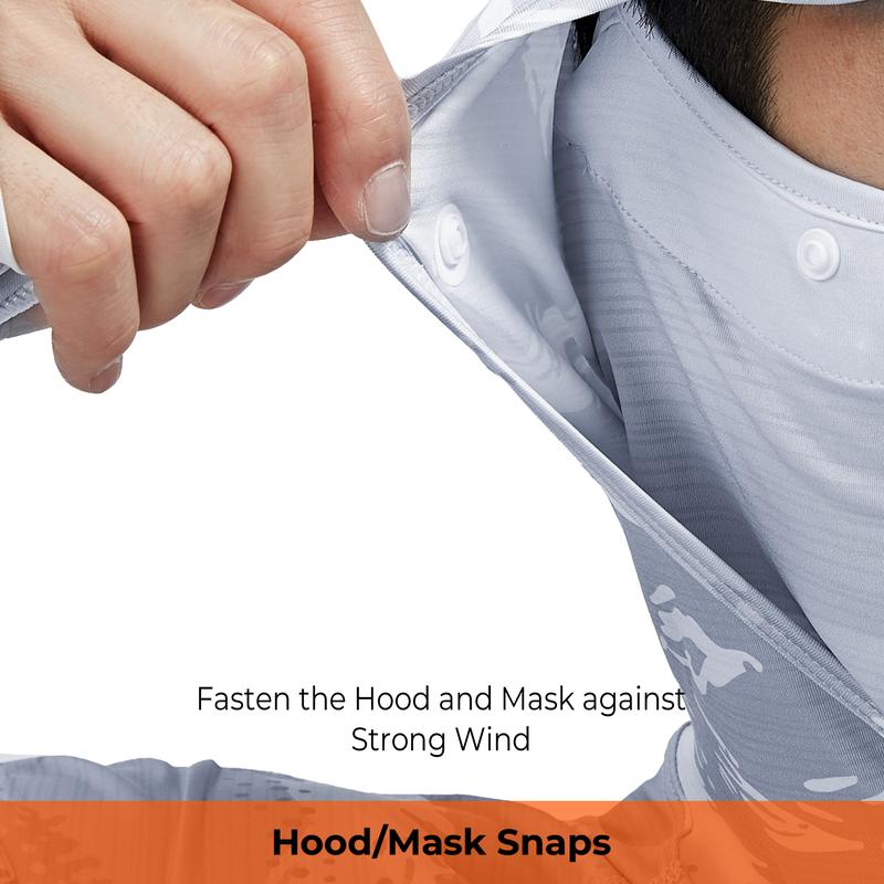 【RODEEL】931 Sun Hoodie Shirts w/ Removable Mask Neck Gaiter Men UPF 50+ UV Protection Long Sleeve Lightweight Quick Dry Moisture Wicking Breathable Cooling Athletic Activewear for Outdoor Sports Hiking Camping Fishing Construction Roofing, Holiday Gift