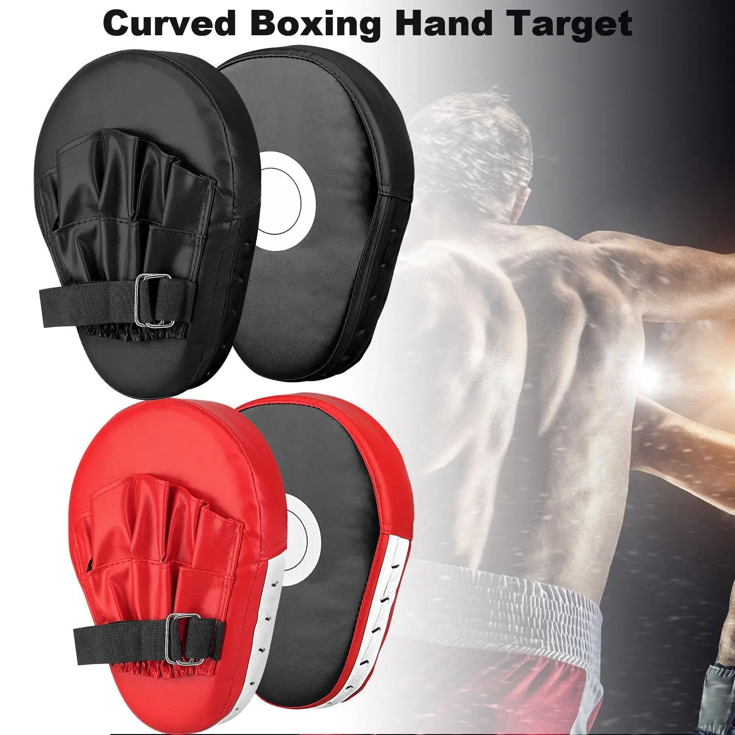 Unisex 1-2pcs PU Leather Curved Shape Boxing Hand Target Punch Mitts - Adjustable Wrist Strap, Shock-Absorb, Secure Fit Sparring Gear for Kickboxing, Muay Thai Training