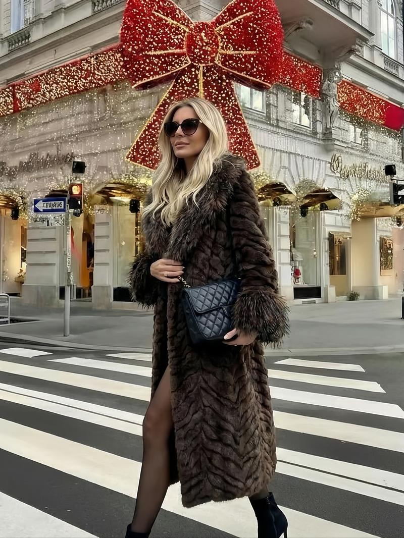 Women's Faux Fur Coat, Winter Fashionable Long Sleeve Jacket, Casual Daily Wear Outerwear, Warm & Stylish Design