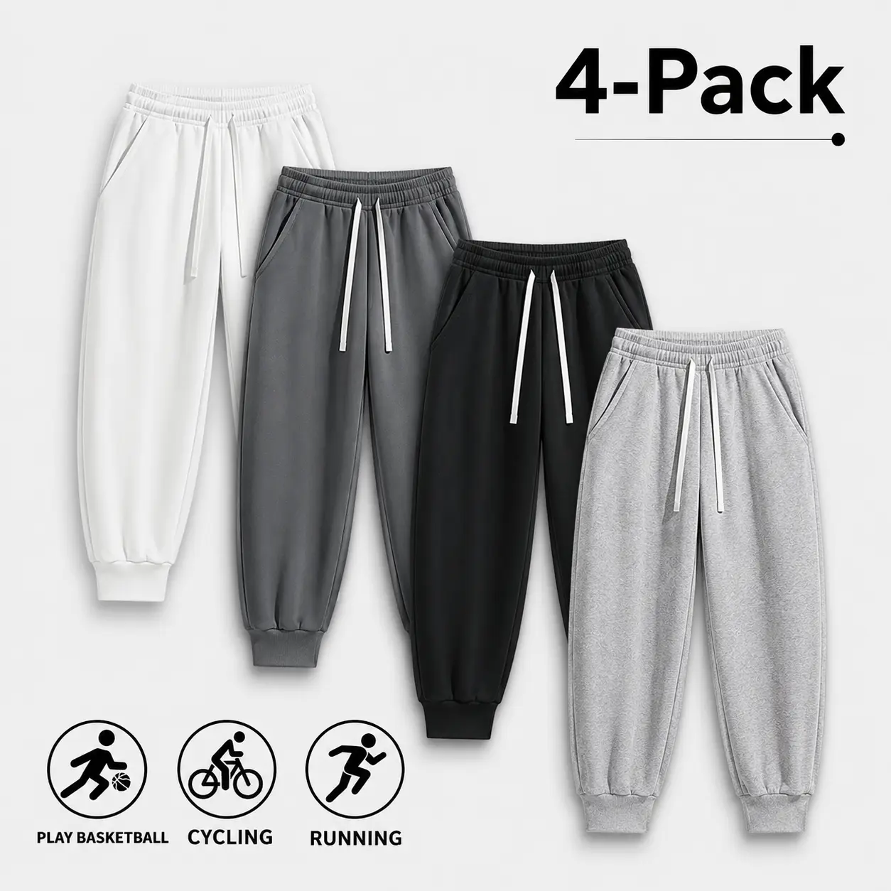 Viral 4 Pack Women’s Cotton Blend Joggers – Ultra Soft Drawstring Sweatpants, Athletic Pants with Elastic Cuffs for Gym, Streetwear, and Everyday Wear (Optional 4 Pack and 2 Pack)
