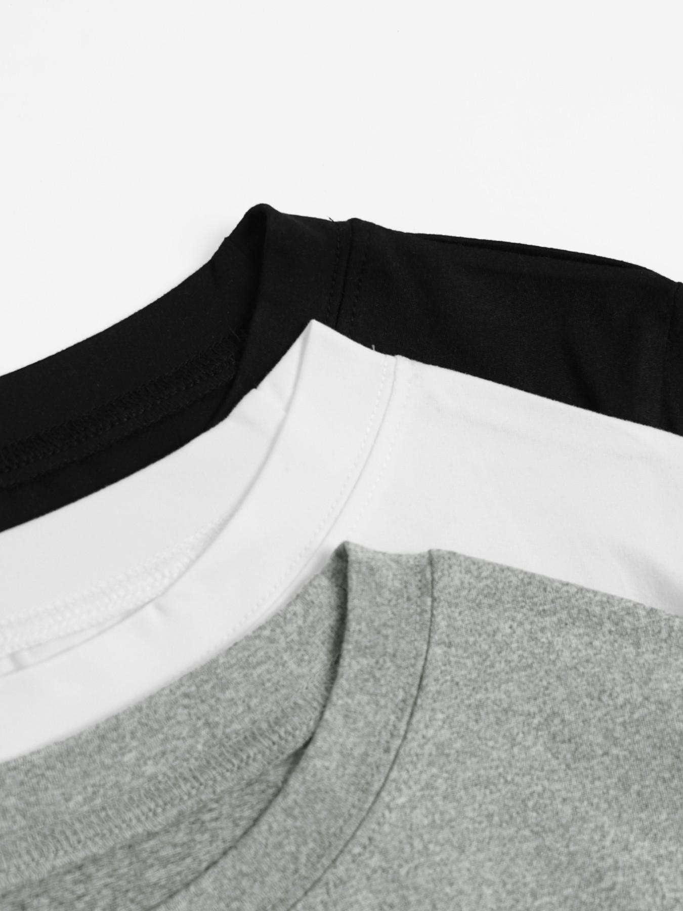 3pcs/1pc women's casual fashion slim fit small bow print details simple solid color pleated pullover shirt women's round neck short sleeved three piece T-shirt