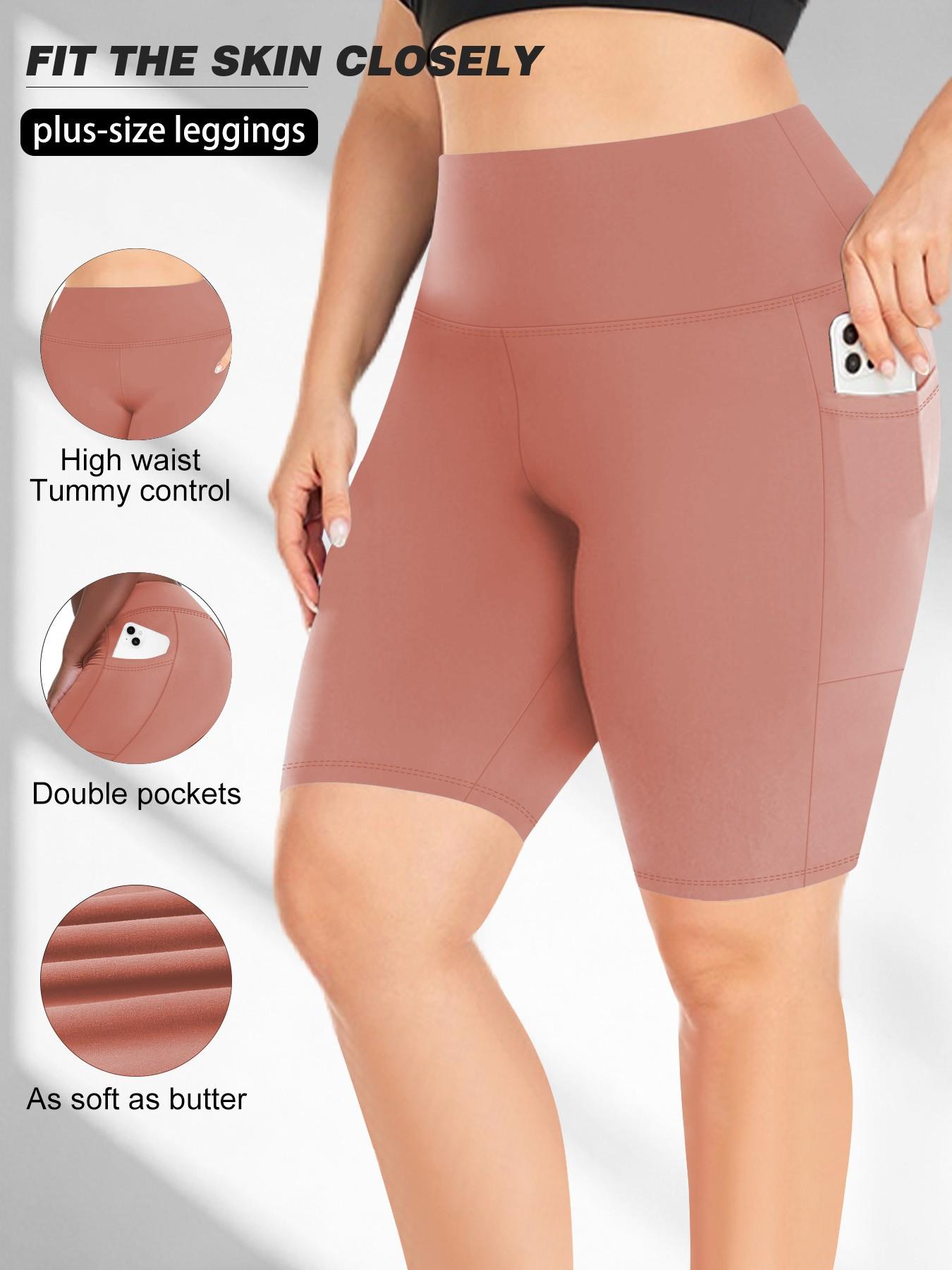 Women's High Waist Tight-Fitting Comfy Stretchy Shorts, Side Pockets, High Elasticity Abdominal Control, Casual Summer Shorts for Yoga Running, High Waisted Shorts