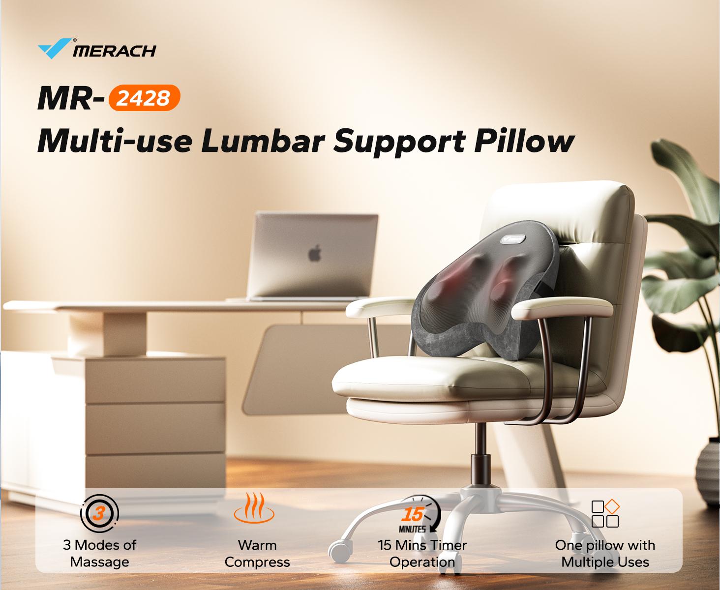 MERACH Portable Heated Back and NeckMassage Deep Tissue Massage Pillow forChair,Car Relax Comfort Multifunction Massager Electric