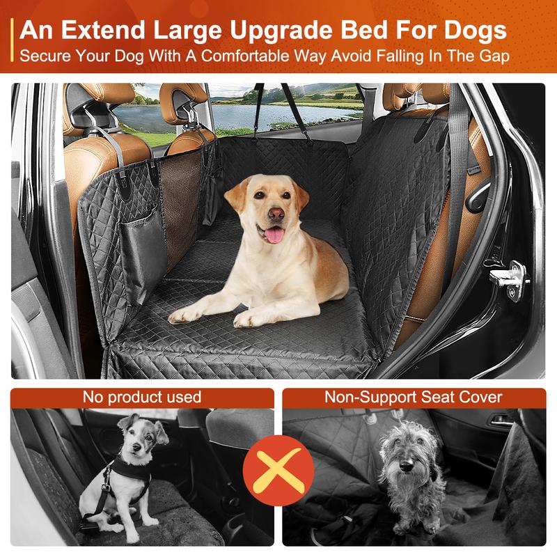 Dog Car Seat Cover for Back Seat, Waterproof Back Seat Extender for Dogs Supports 400lbs, Hard Bottom Car Seat Cover for Dogs, Sturdy Dogs Seat Cover for Car SUV