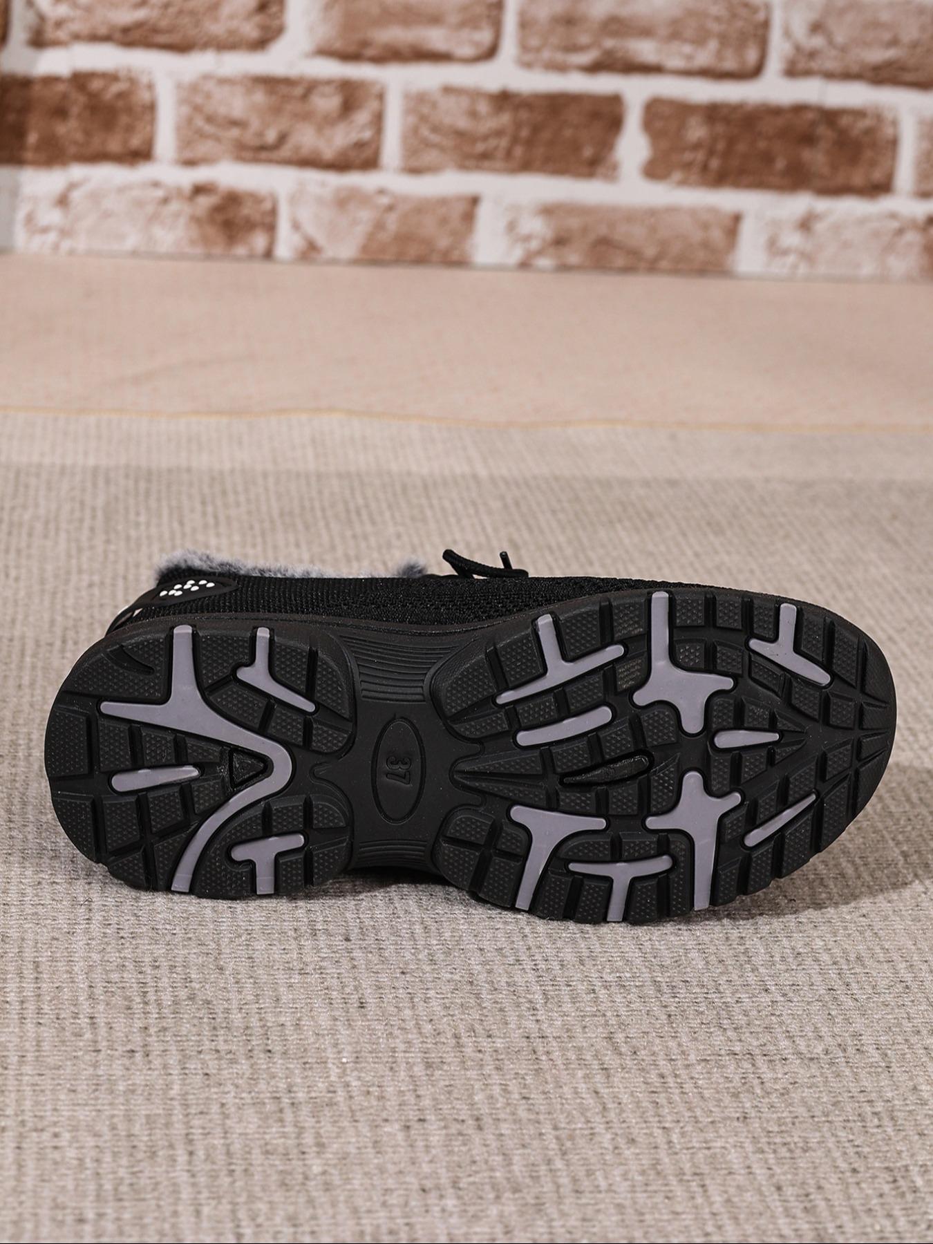 Women's Large Size Winter Warm Fleece Round Toe Boot, Casual Snow Boot Lining, Comfortable Winter Shoes, Affordable Women's Insulated Boots