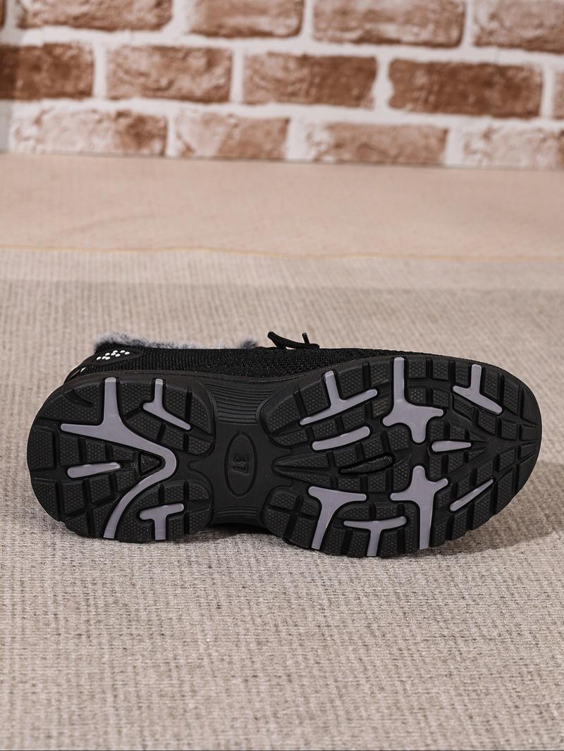 Women's Large Size Winter Warm Fleece Round Toe Boot, Casual Snow Boot Lining, Comfortable Winter Shoes, Affordable Women's Insulated Boots