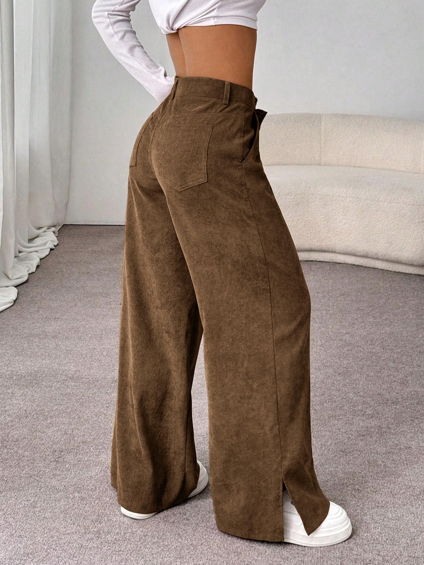 Women's Casual Pants Vintage High-End Split Wide Leg Loose Corduroy Long Pants, Comfortable and Stylish, Aesthetic, Perfect for Daily Wear Valentine's Day