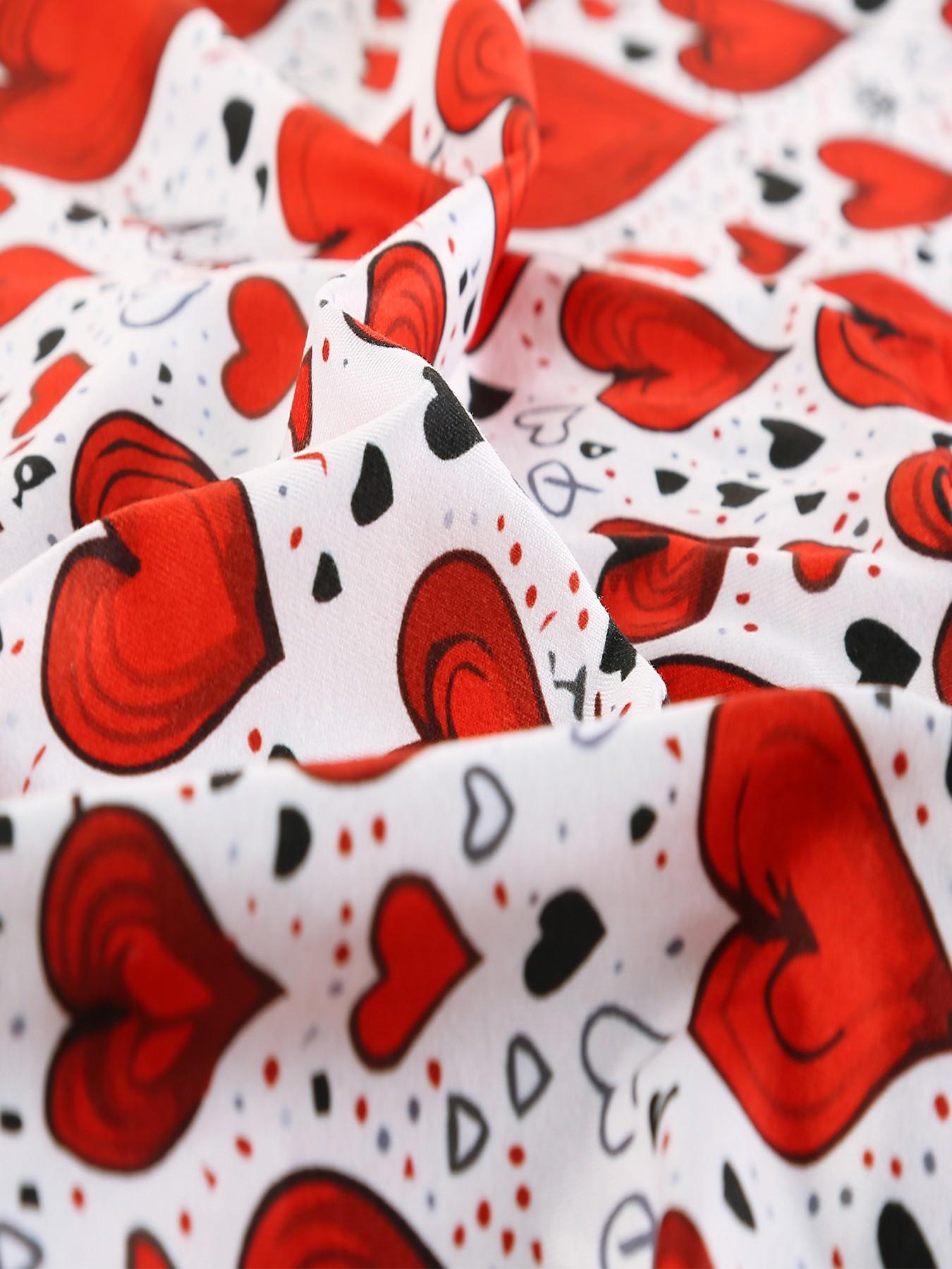 Men's Valentine's Day Briefs, Heart Pattern Print Underwear, Comfortable Elastic Waist, Casual Fitted Style, Romantic Gift for Partner