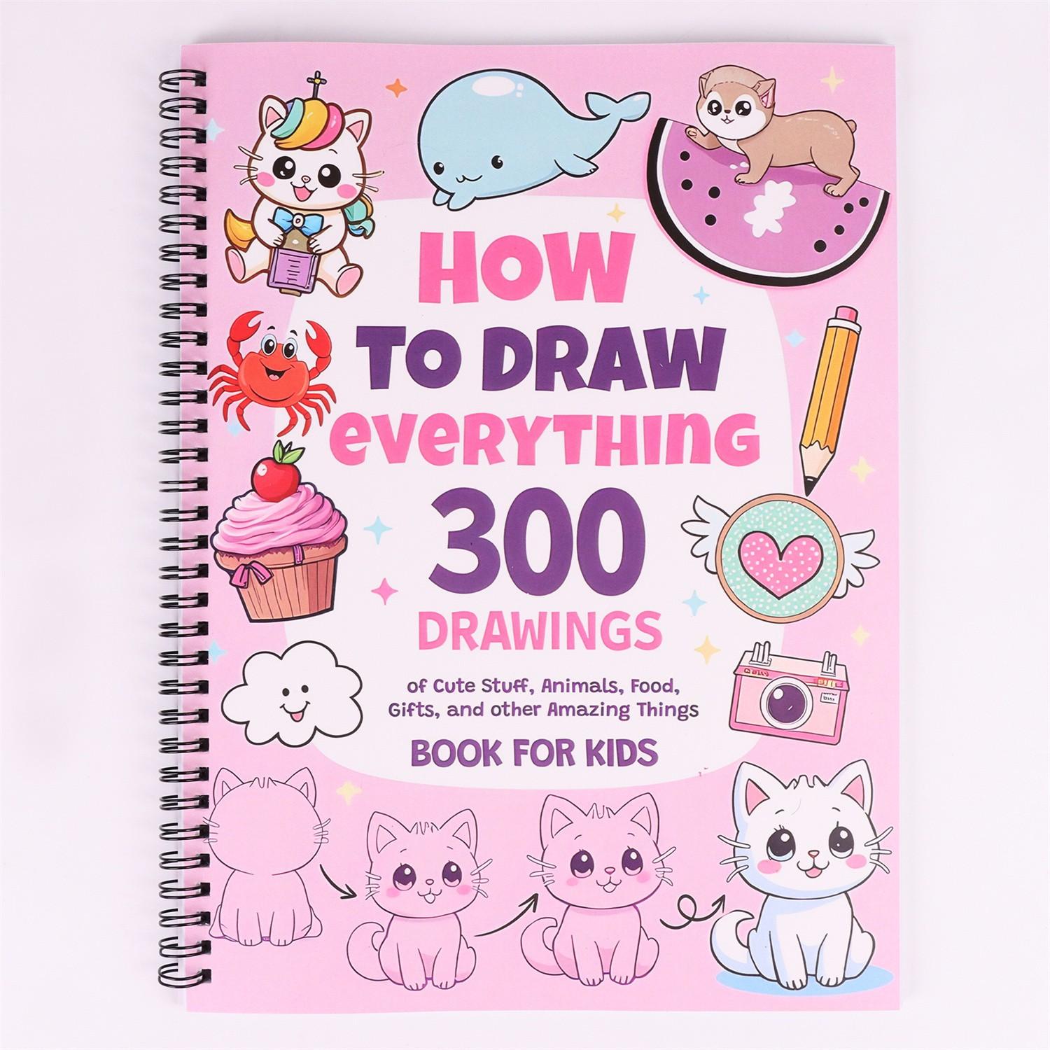 1pc Drawing Guide for Art Lovers, 300 Cute Step-By-Step Diagrams, Animals, Food, Gifts, and More Amazing Things, Hb-001 Model