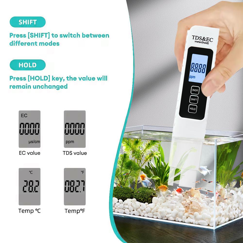 2026 New Upgraded 4-in-1 Digital TDS Meter - Digital Water Quality Tester for TDS, EC and Temperature (°C/°F) | 0-9990 ppm Range | Suitable for Drinking Water, Reverse Osmosis Systems, Aquariums and Swimming Pools inflatable pool Modern