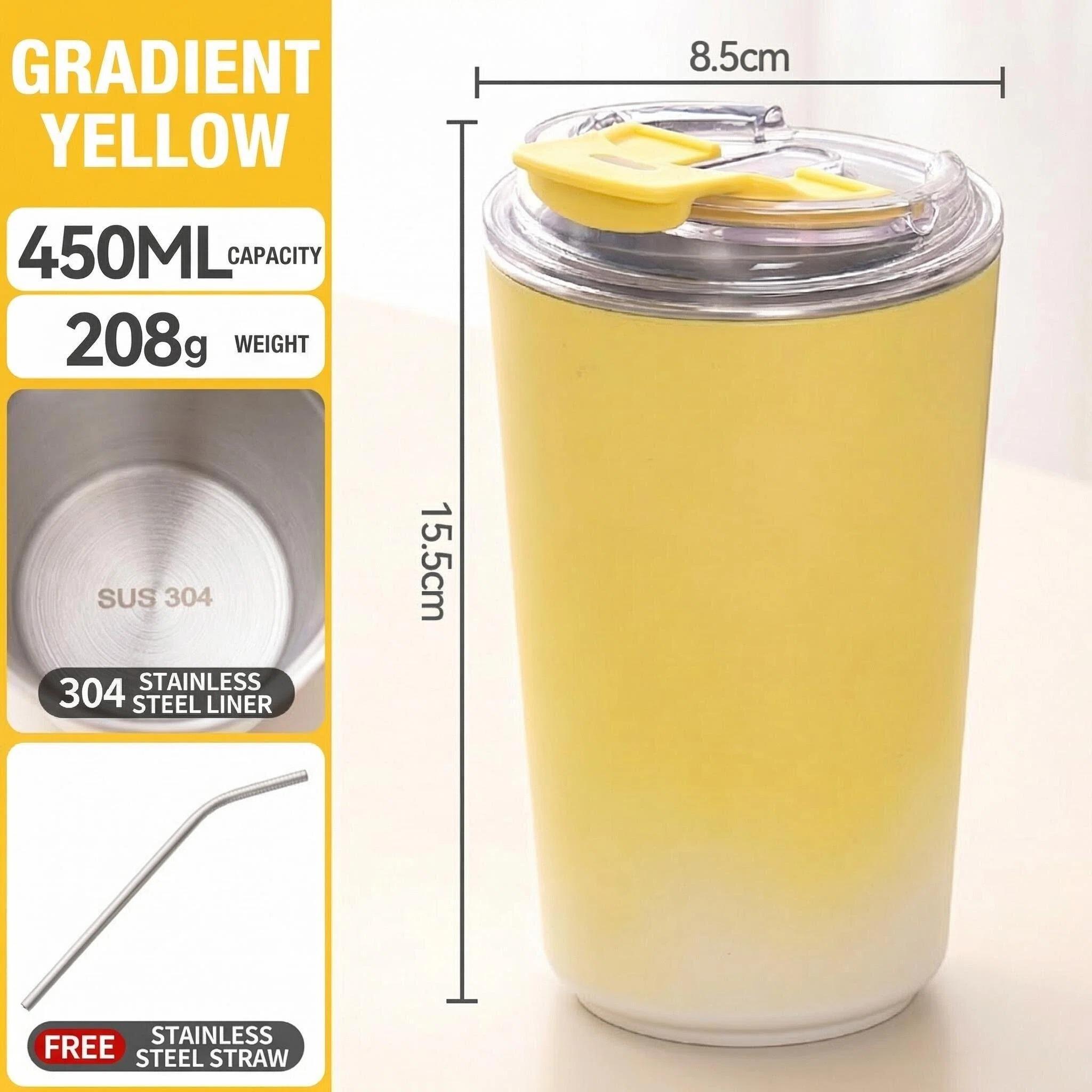 304 Stainless Steel Coffee Cup with Straw, American Cold Hot Water Cup, Office Mug, Car Portable Travel Cup, Mkb20260407