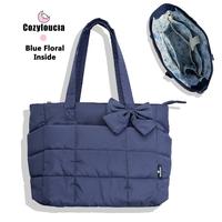 B-Navy Blue -Blue Floral -Bow