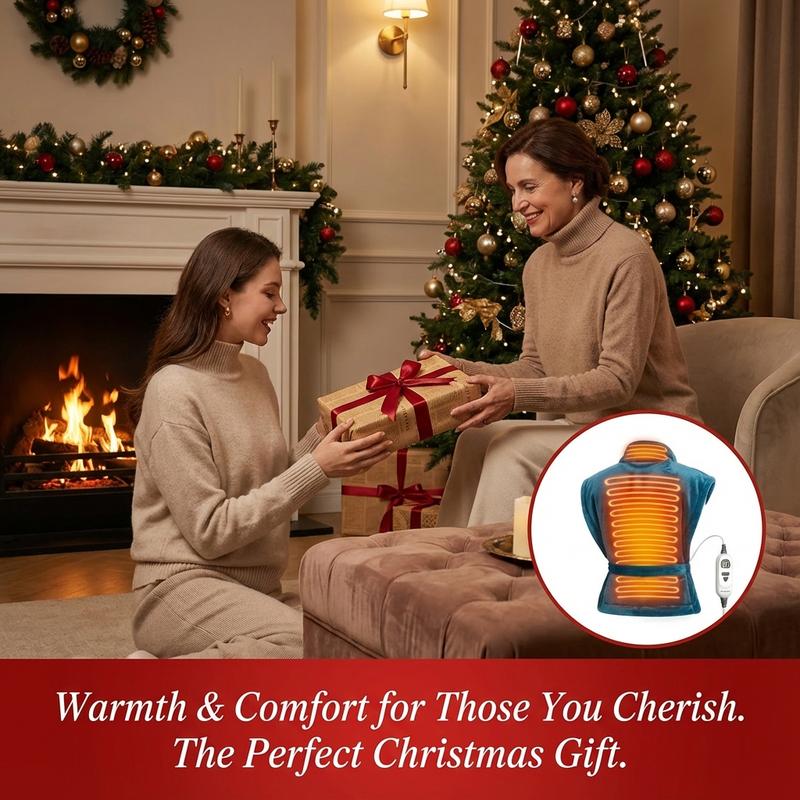 Large Electric Heating Pad for Back, Neck & Shoulders, 26" x 35" Soft Flannel Heating Pad with Adjustable Strap, Fast Heating, 6 Heat Settings, Auto Shut-Off, Machine Washable & UL Certified, Hot Compress Heat Pad Gift for Mom, Dad & the Elderly