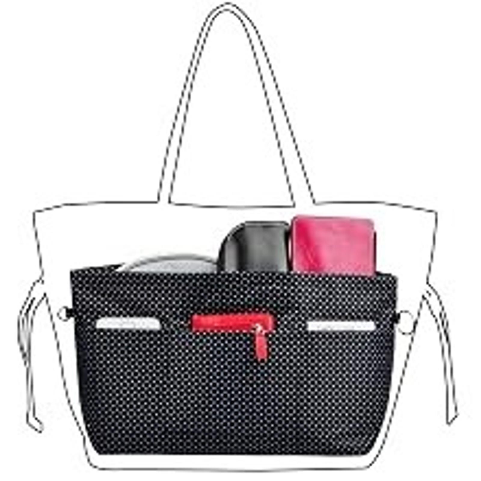 Handbag Purse Tote Organizer Insert with Zipper Closure, 11 Pockets, 3 Sizes, Multiple Colors
