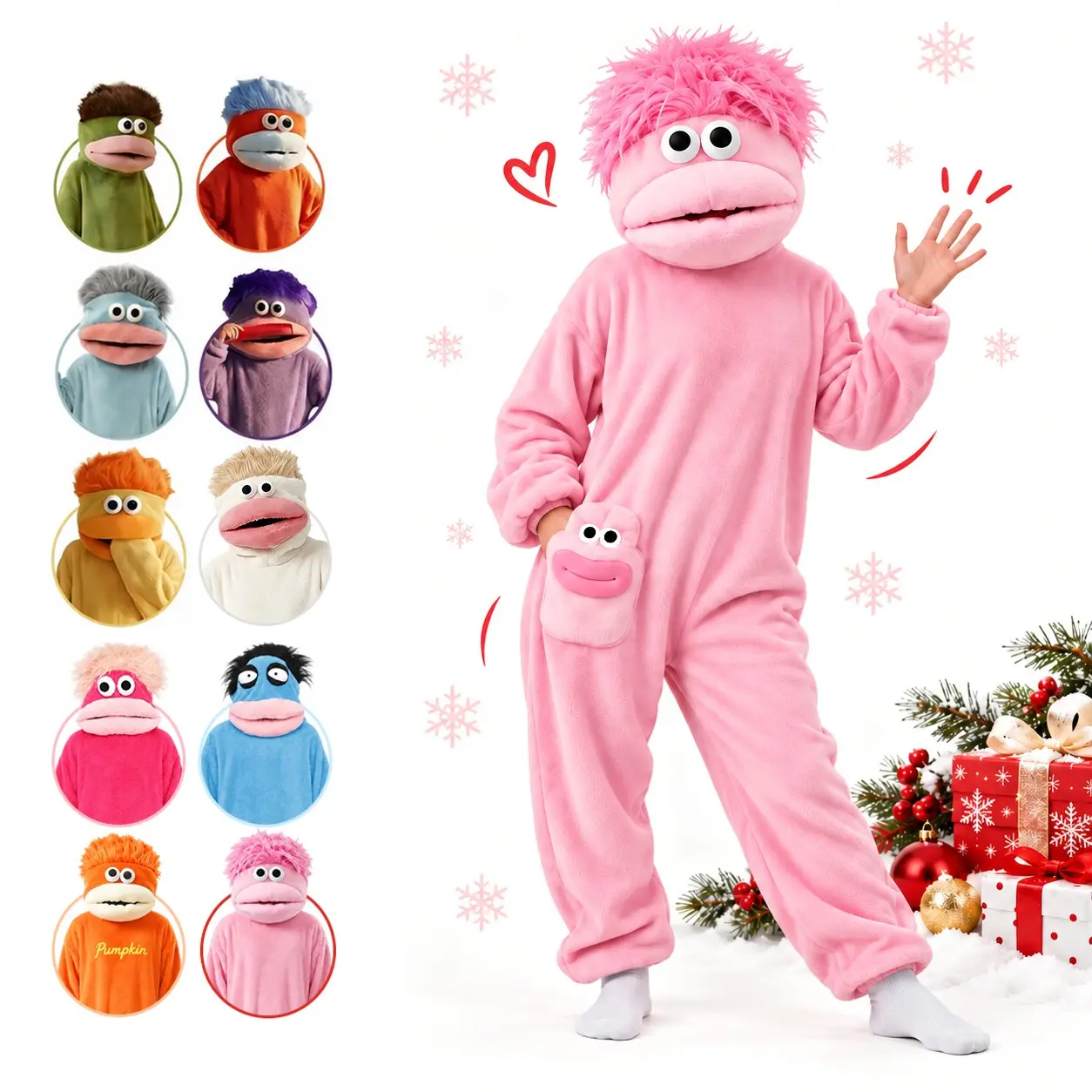 【Black Friday】Unisex Funny Monster Onesie Sleepwear, Soft Warm Plush Hooded Pajamas, Cosplay Party Christmas Costume, 8 Colors Available, Long Sleeve