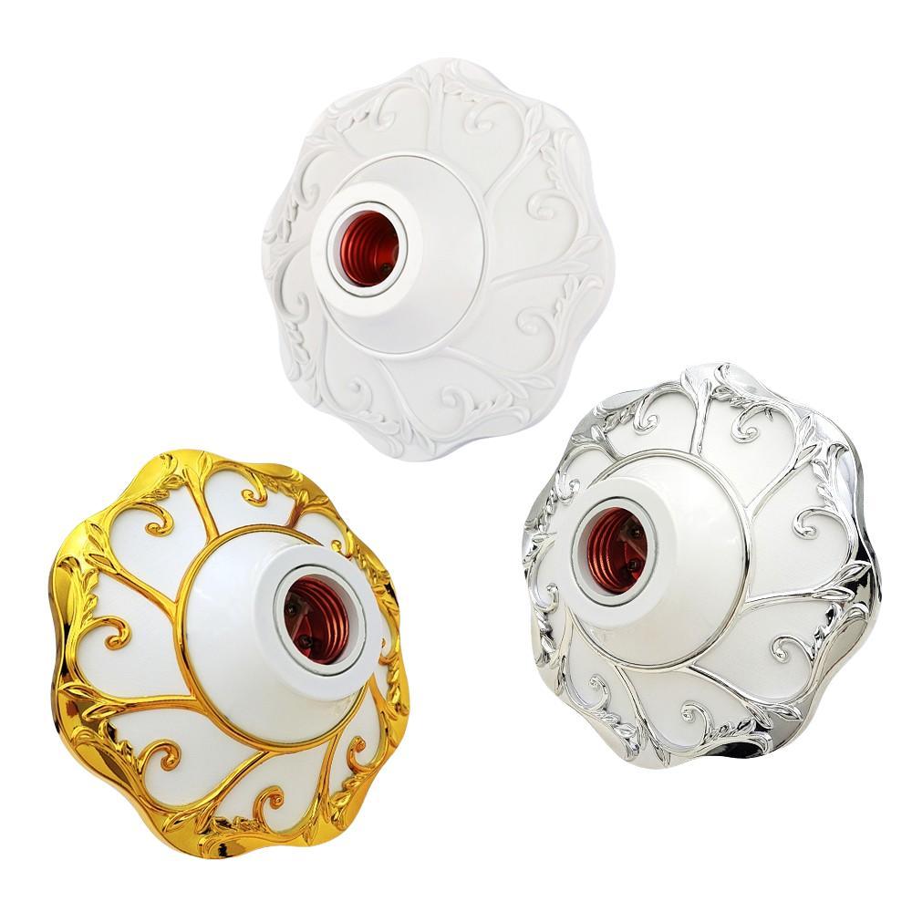 E26/E27 Bulb Socket Adapter, Silver Carved Decorative Lamp Base, Home Office Industrial Use, Wenzhou Manufacture