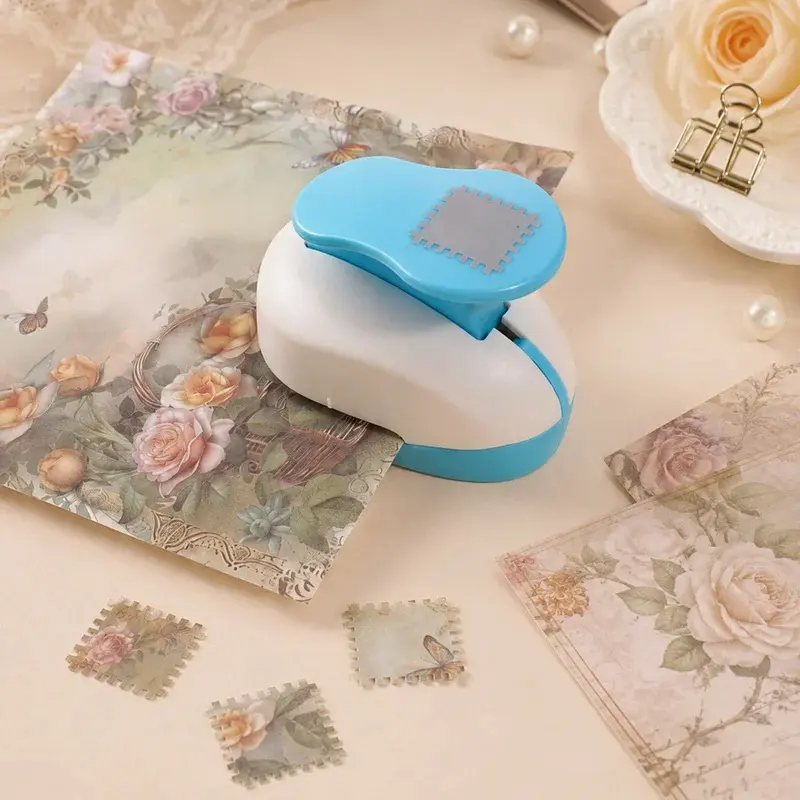 1Pc Rectangular Stamp Edge Manual Puncher, Lever-Type Color Block Paper Punch, Handmade Hole Punch For Scrapbooking Card Making DIY Paper Crafts
