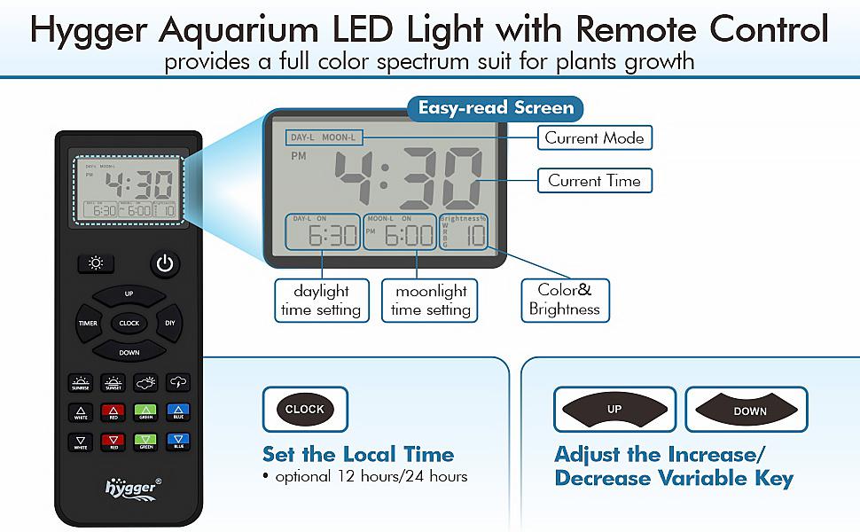 hygger Advanced Remote Control Aquarium Light Customizable Full Spectrum Fish Tank LED with DIY, Default & Weather Mode Freshwater Planted Tank