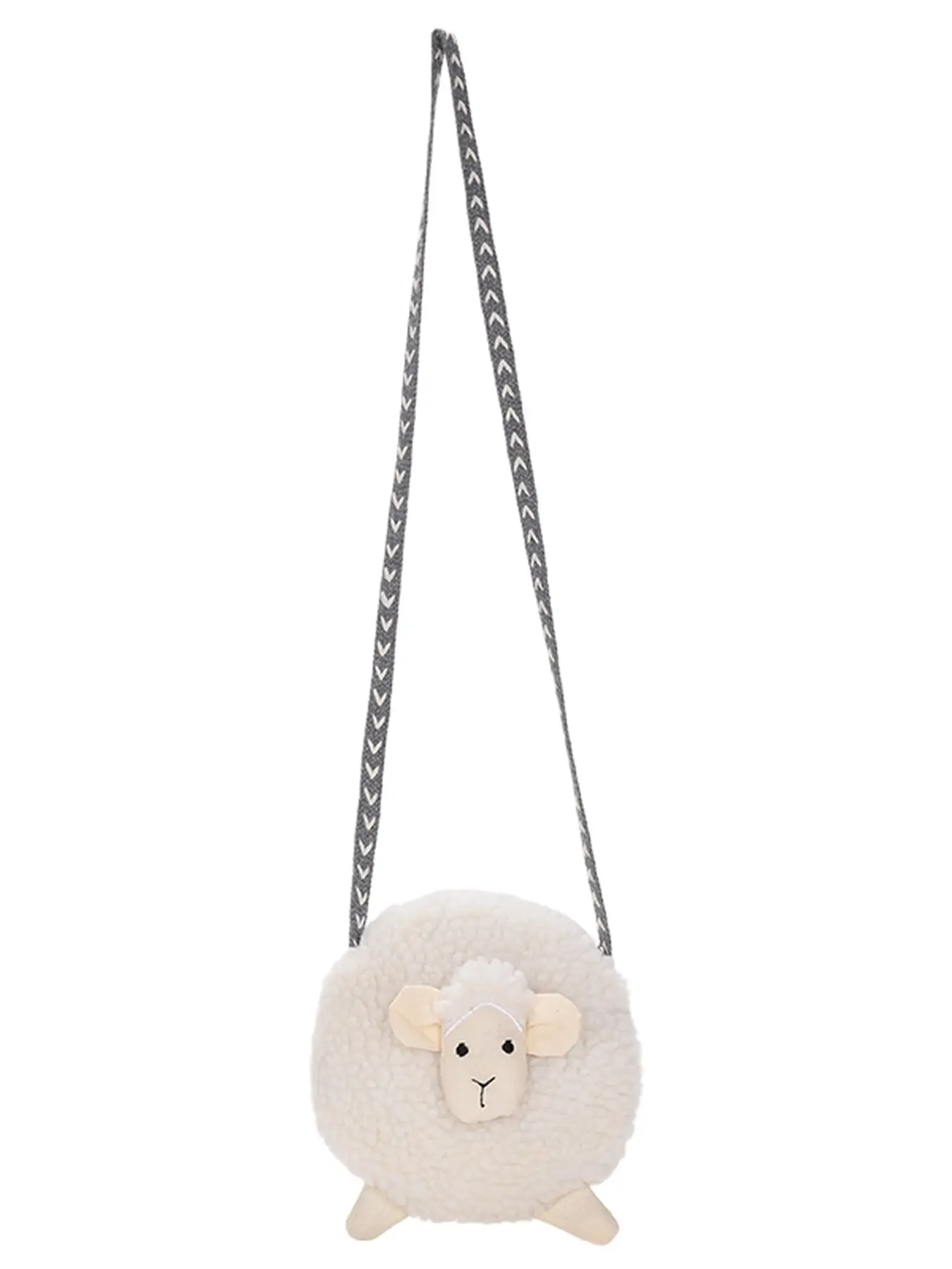 Cute Plush Mini Shoulder Bag, Sheep Head Design, Zippered Pouch for Lipstick, Earphones, Coins, Perfect Gift for Girls, Students, Office Use