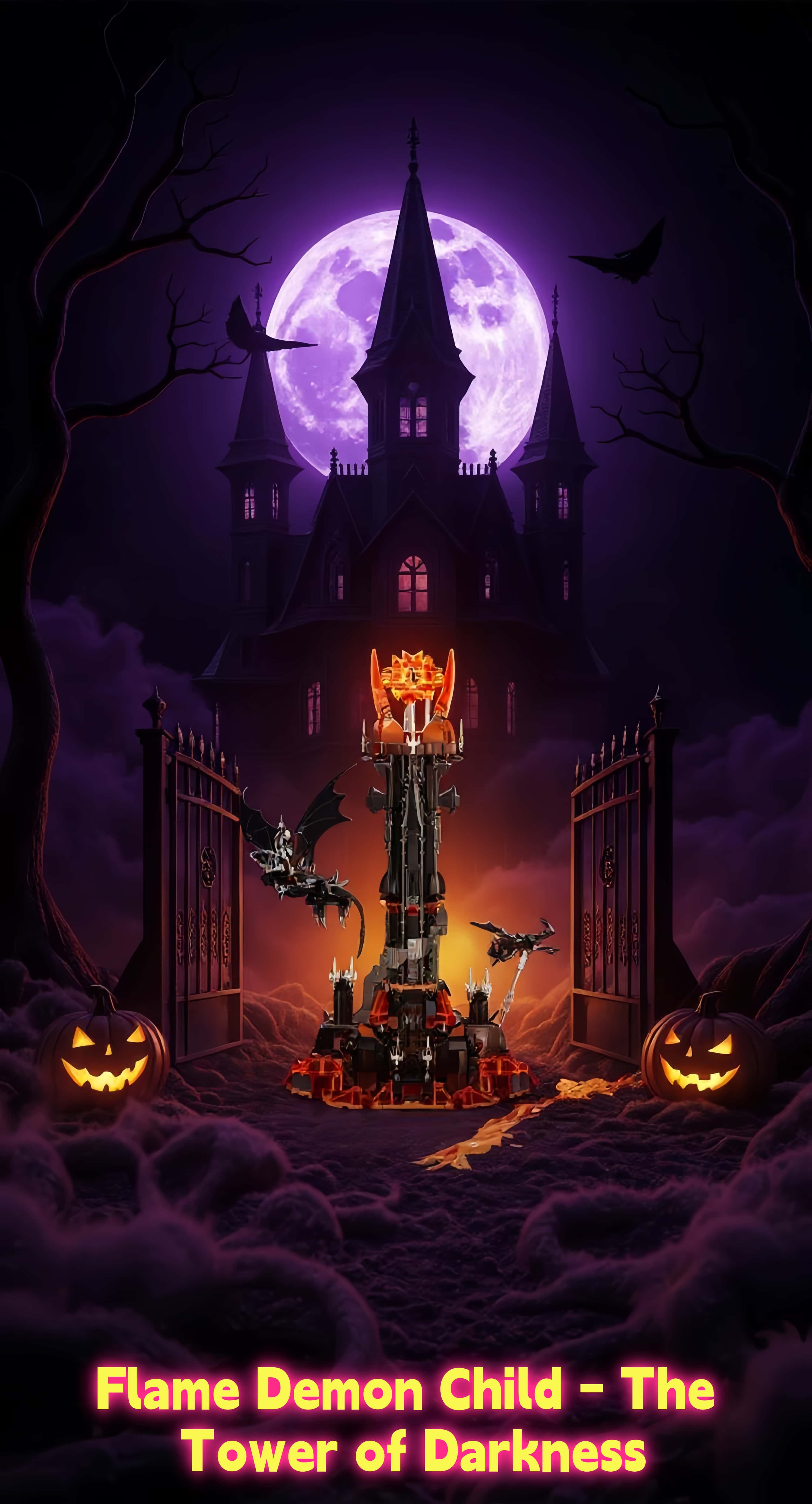 Pl6001 Dark Dragon and Magic Tower Castle Building Set, Model Kit, Creative Decor Statue, LED Light, Ideal Gift for Collectors