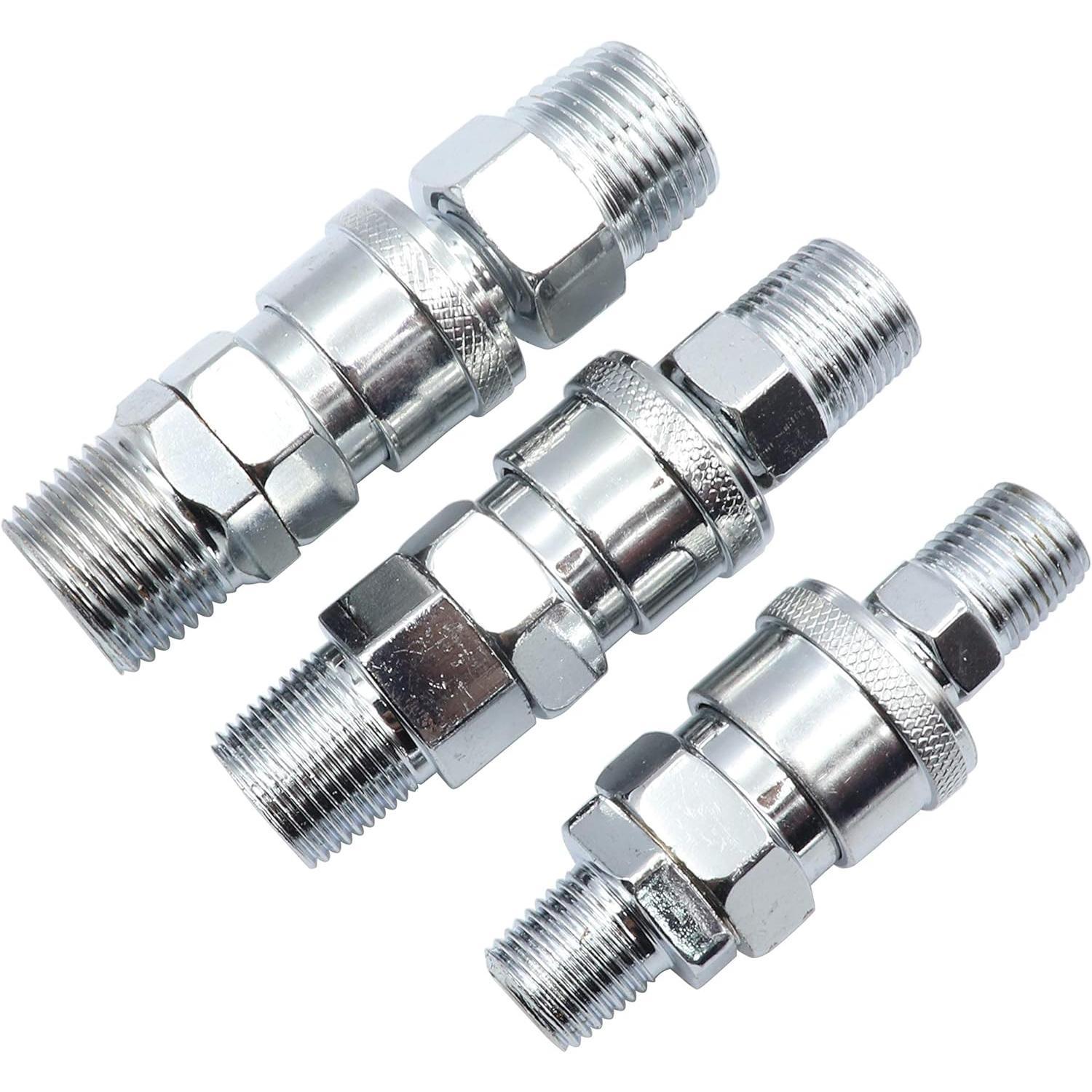 Air Coupler and Plug Kit, Industrial Type C Air Hose Fittings, Compressor Pneumatic Connector, SM20/30/40 + PM20/30/40 Quick-Connect Accessories Kit, Pack of 6
