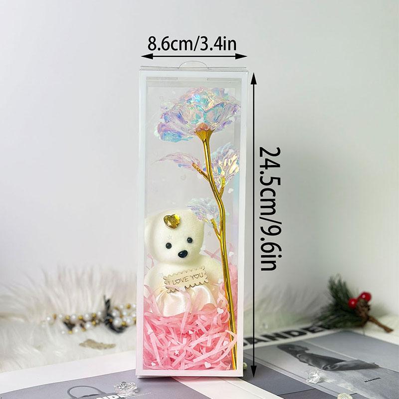 Artificial Flower with Gift Box, 1 Count Cute Bear-Design Flower, Decorative Flower for Home, Party, Wedding and Anniversary