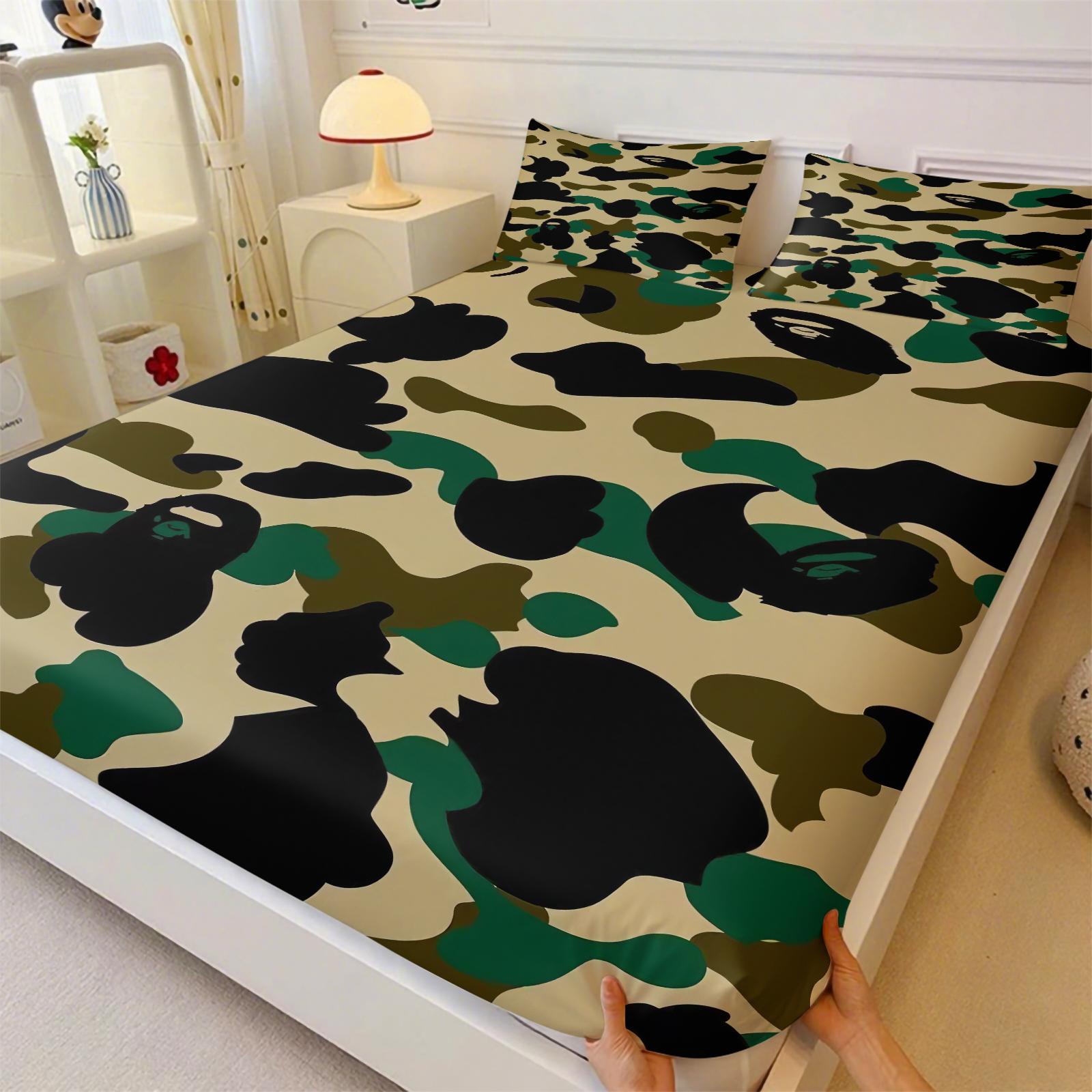 Trendy Street Camo Stylized Animal Fitted Sheet Set with 2