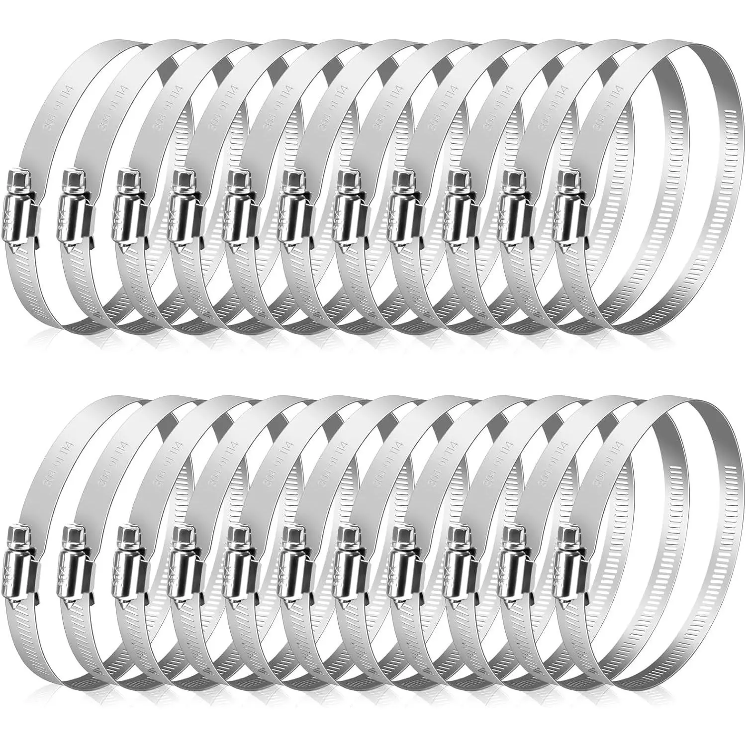 4 Inch 304 Stainless Steel Adjustable Hose Clamp - Worm Gear Duct Clamp Pipe Clamp 91mm-114mm for Plumbing Automotive Dryer Vent Mechanical Applications (24 Pack)