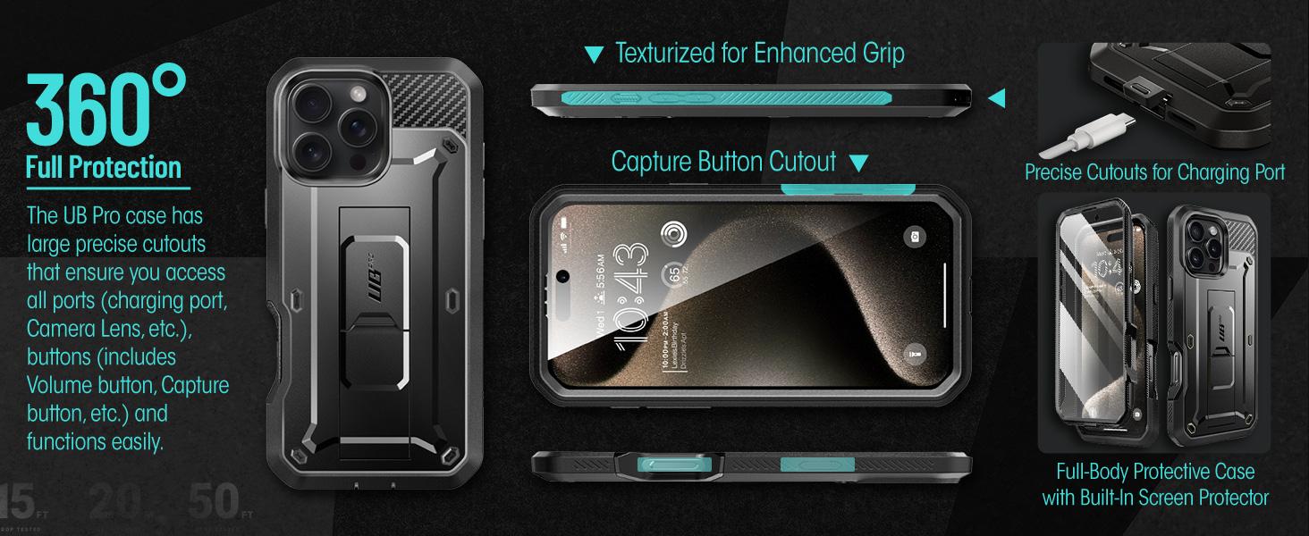 SUPCASE Outdoor Protective Phone Cases Unicorn Beetle Pro for iPhone 16/16/15/14/13 with Built-in screen protector, Full-Body Rugged Design & Stand